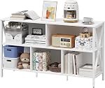 47" 5 Cube Low Libraryhelf, Bibliothèque horizontale de stockage industriel en bois 320lbs gros travail, robot aspirateur, 30-min assemblé, rangement de cubby ouvert pour la maison bureau chambre salon