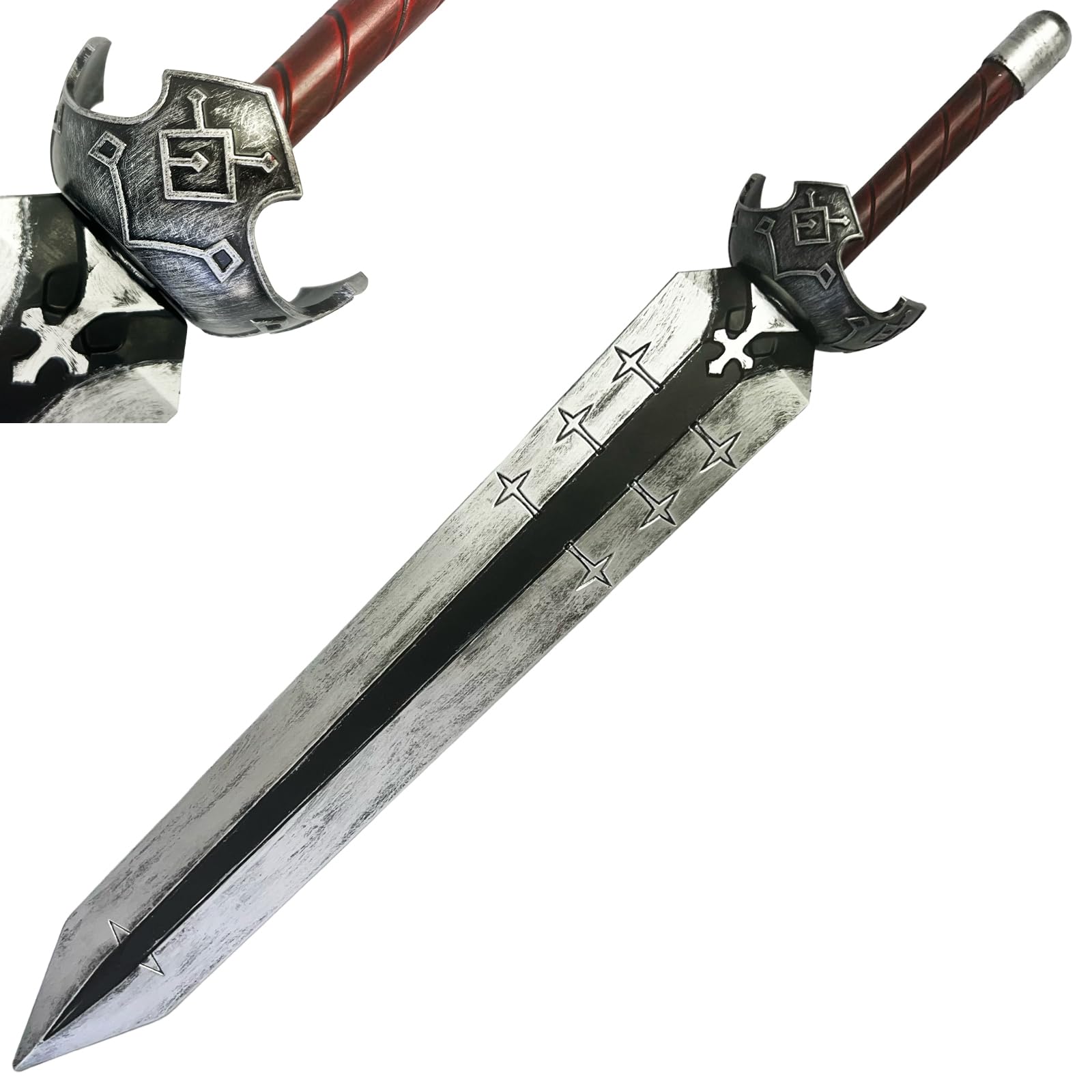 39.5’’ Fantasy ASTA DRAINA Demon-Dweller Black Foam Sword with Plastic handguard Perfect for Clover Role Playing Cosplay Costume Halloween and Xmas Gift