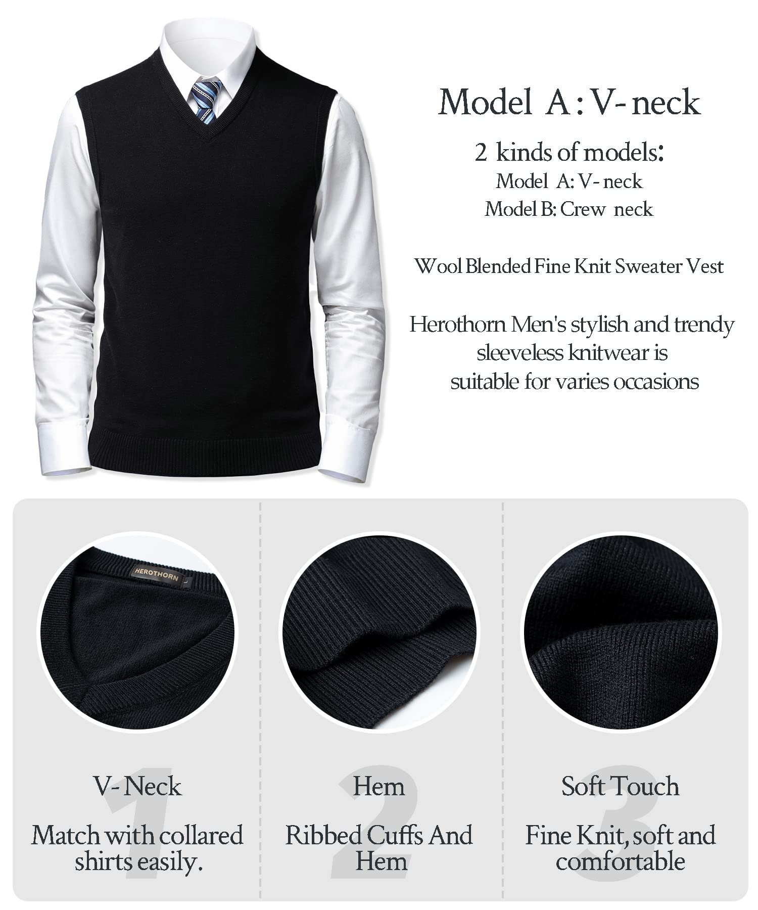 Hombre Sin Mangas con Cuello En Casual de Punto Pullover Jerséis Jersey Suéter Chaleco suéter Caballero Suéter Lana Cardigans Tank Tops Mangas Rebecas Chaqueta SuéTer para