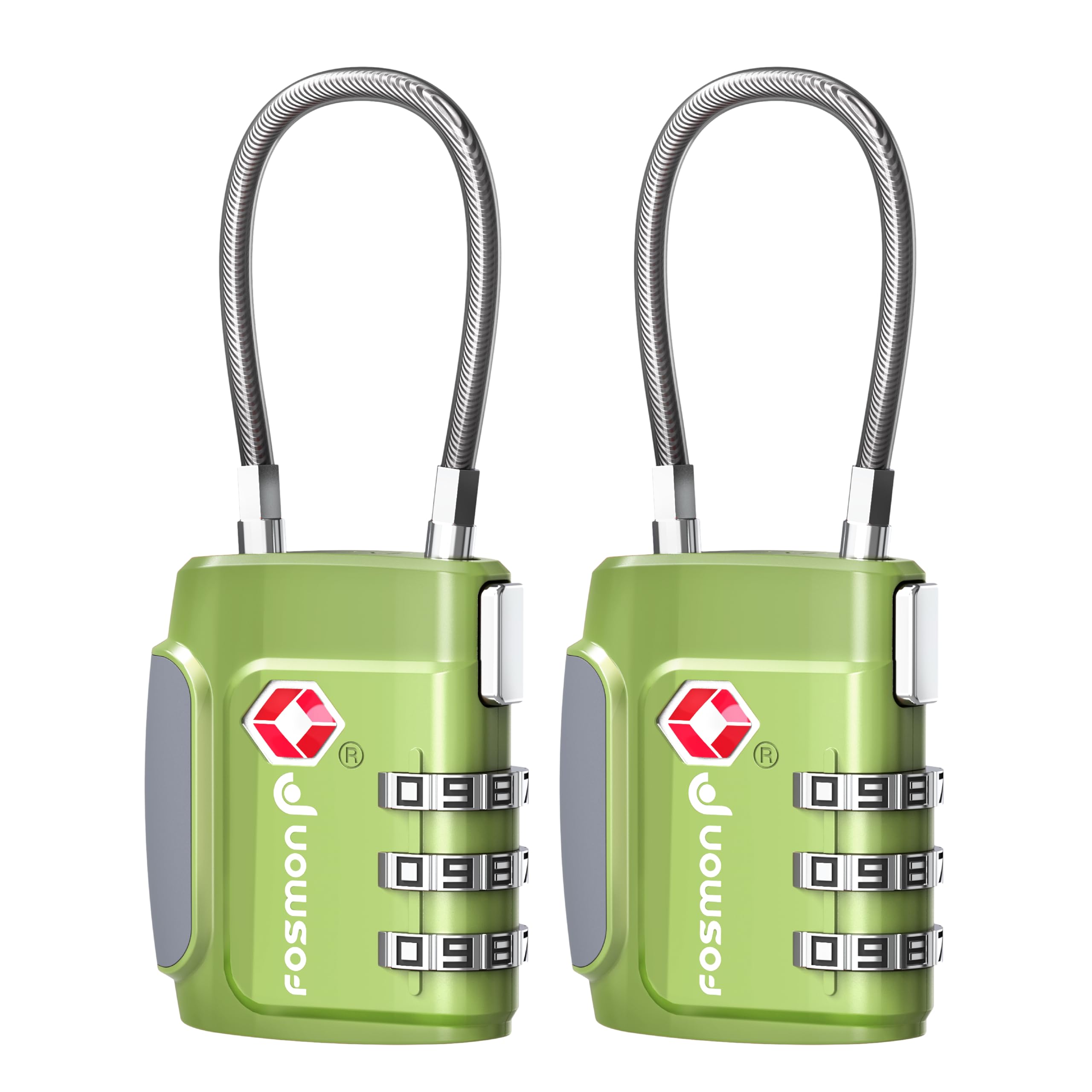 Fosmon TSA Approved Cable Luggage Locks, 3 Digit Combination, 2 Pack