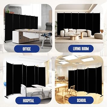6 Panel Folding Privacy Screen, 11ft W x 6ft H Partition Room Divider Panel