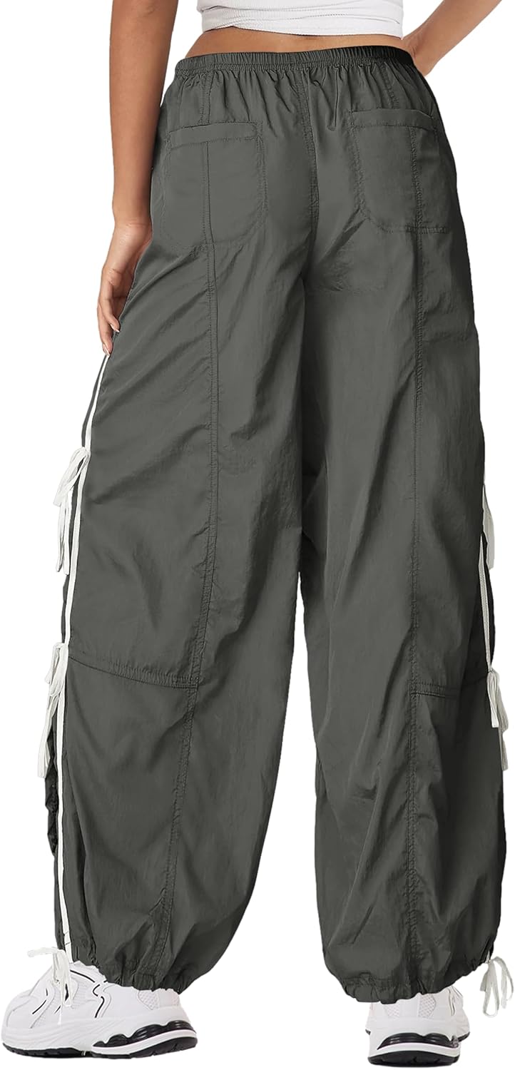 Panadila Women Parachute Pants Elastic Waist Baggy Track Pants Bow Knot Loose Trousers Casual Streetwear - Image 4