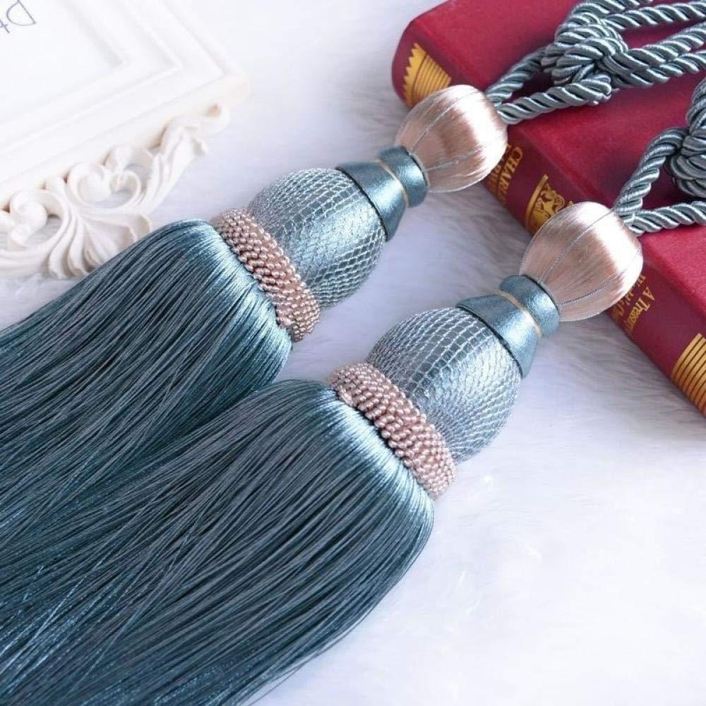 Glands de Rideaux, embrasses for Rideaux, Sangle de Rideau, décoration de Corde, Bijoux Suspendus, Embellissement, Ceinture de Mode, Cravate en Corde, Paire Bleu Clair