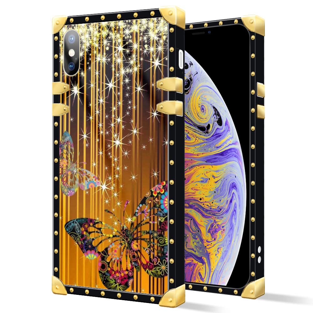 DAIZAG Compatible with iPhone Xs Max Case,Butterfly Sparkling Cases Luxury Soft TPU Shockproof Scratch-Resistant Girl Womens Protective Cover for for