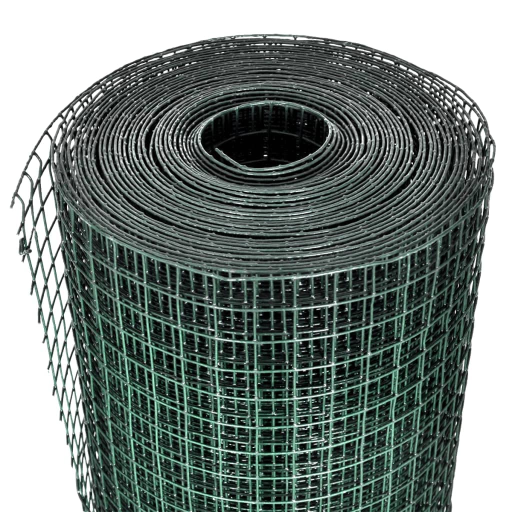 Valla de alambre para gallinas de acero galvanizado con revestimiento de PVC, 25 x 1 m, malla de alambre verde para aves de corral, valla de jardín, protección visual y valla de parcelas