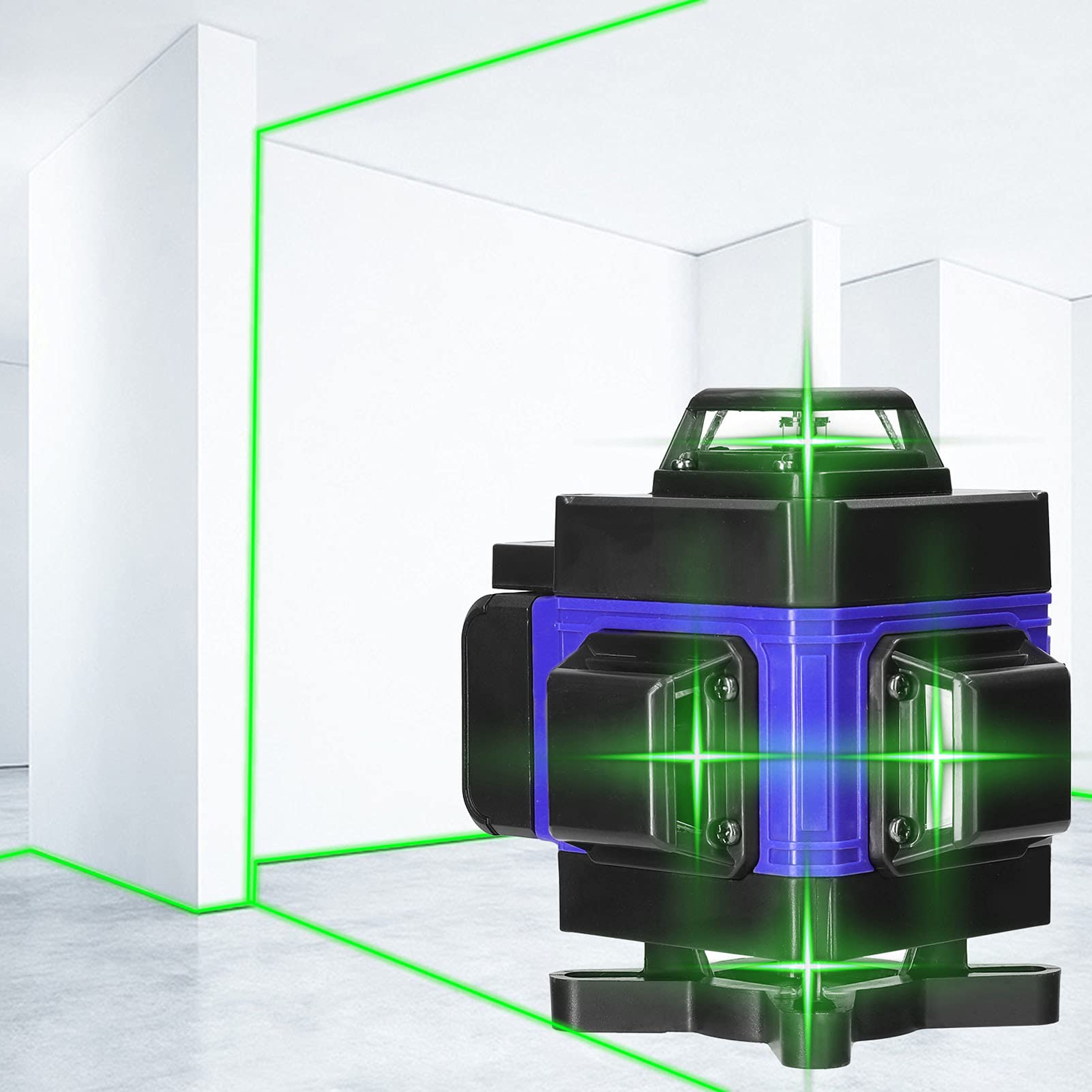 Multifonctionnel 4D avec 16 lignes, 3°, nivellement de batterie au lithium rechargeable par USB, avec trépied d'extension en alliage de 1,2 m