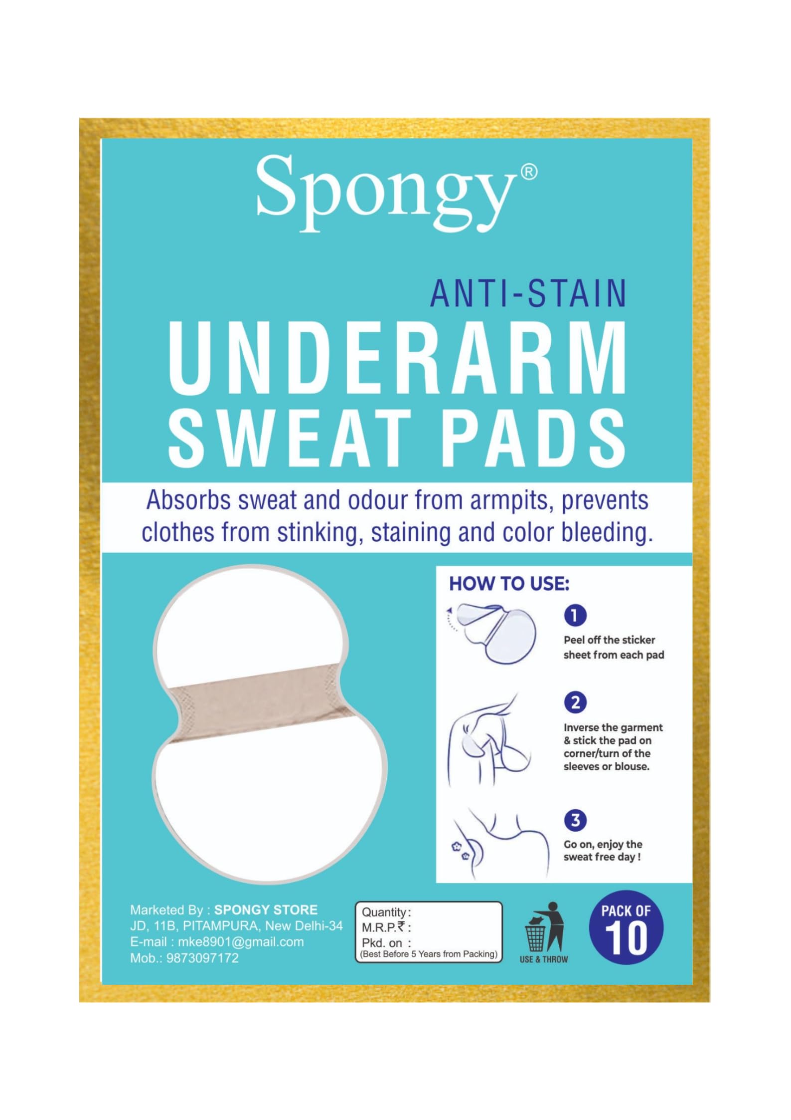 Spongy Disposable Underarm Sweat Pads (20 Pads) for Women & Men, Folded, Sweat Absorbent, Stain Proof, Self Adhesive Glue, Breathable And Deodorizing Odour Control, Skin Friendly, Safe on Fabrics-image-23