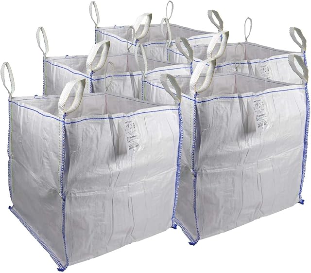 sackmaker FIBC Bulk Bag - One Tonne Builders Bag - Heavy Duty Garden Waste Bag Extra Large - Premium Grade Dumpy Bag with 4 Lifting Handles and Safety Certificate