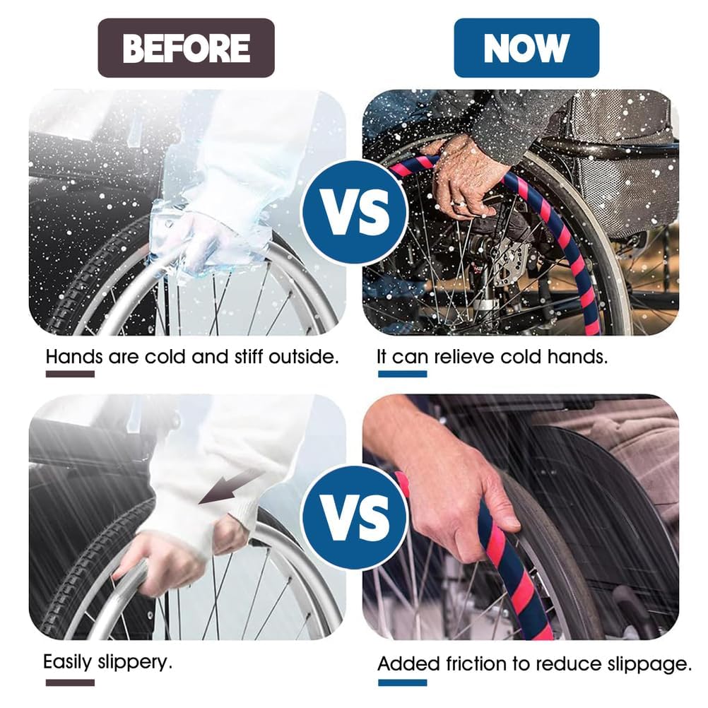 Fundas para Aros de Rueda de Silla de Ruedas, 1 par de Fundas de Silicona para Aros de Rueda de Silla de Ruedas de 20, 22 y 24 Pulgadas, Funda de Silicona para Empuje Manual, Resistente al d