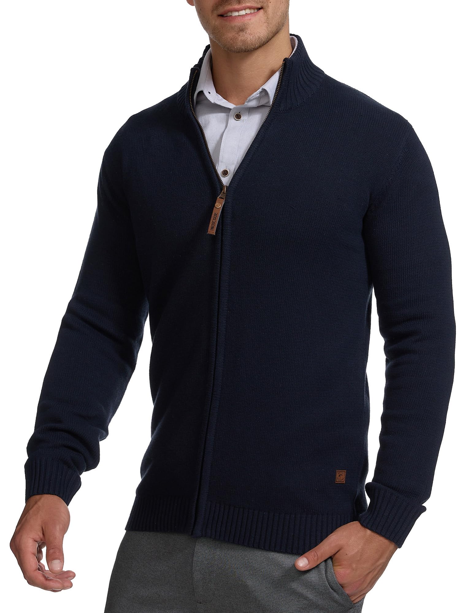 Indicode Hommes INLut Cardigan | Gilet à col Montant