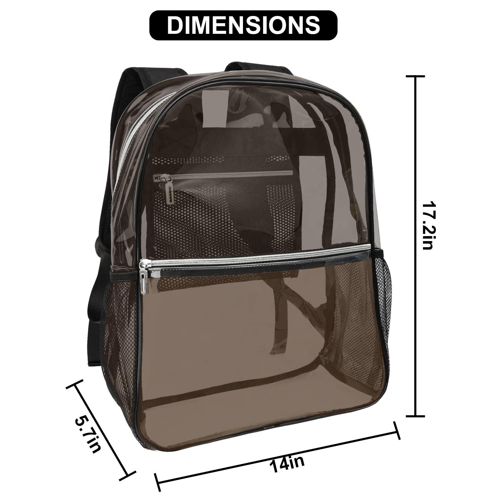 Neurora Clear Backpack Heavy Duty TPU Transparent Backpack for Sports,Work,Security Travel.(Black)