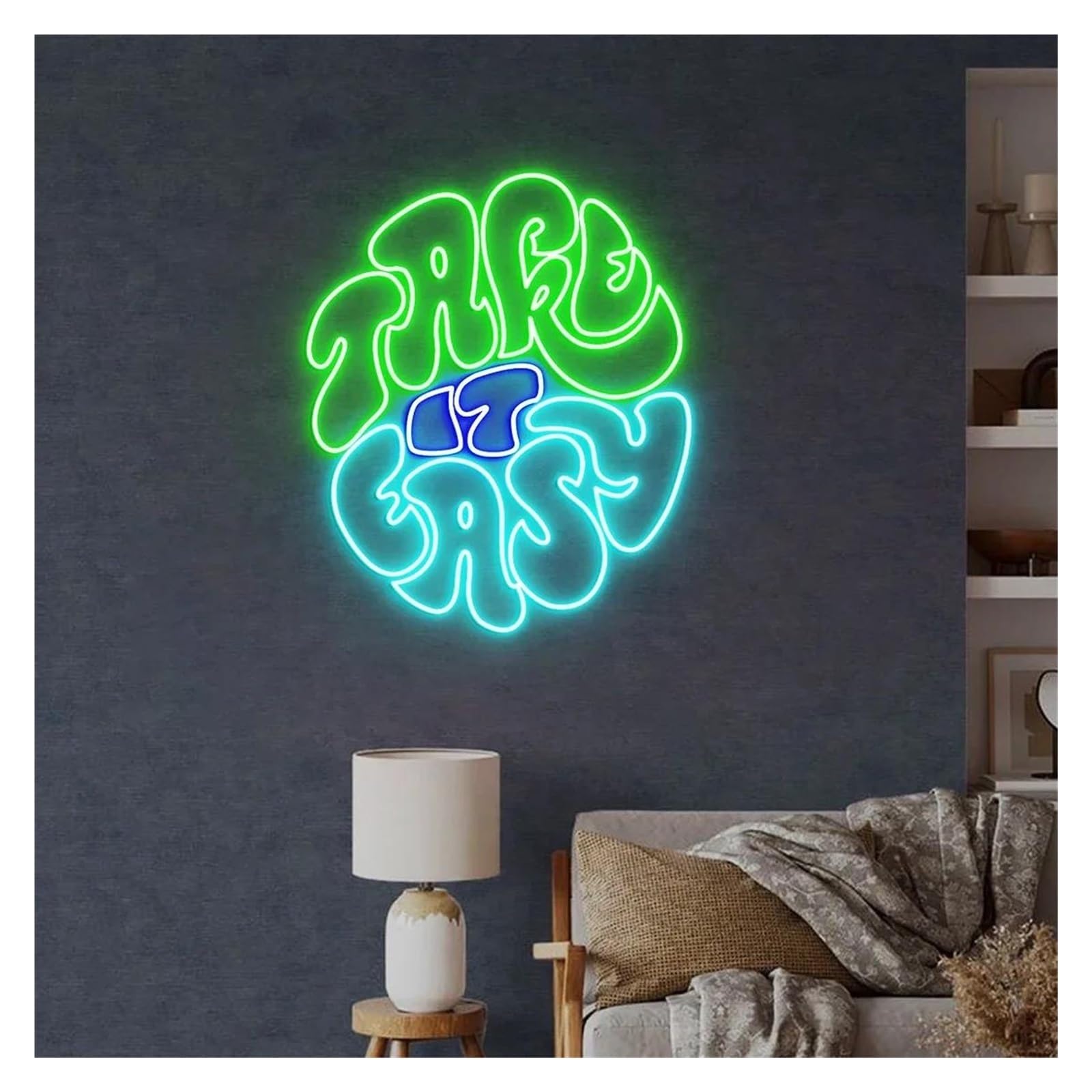 Neon Lights Take It Easy for neon Signs for Powered Adjustable Brightness Letter for Lights Suitable(D,40cmx40cm)