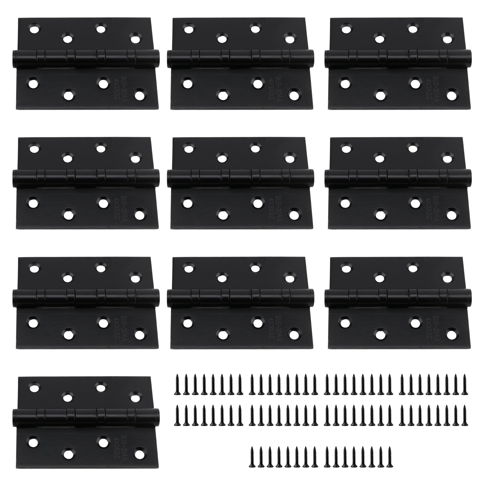 10 cerniere in acciaio inox da 100 x 75 x 3 mm, 10 x 7,6 cm, con cuscinetti a sfera, resistenti, con finitura spazzolata, per porte interne in legno