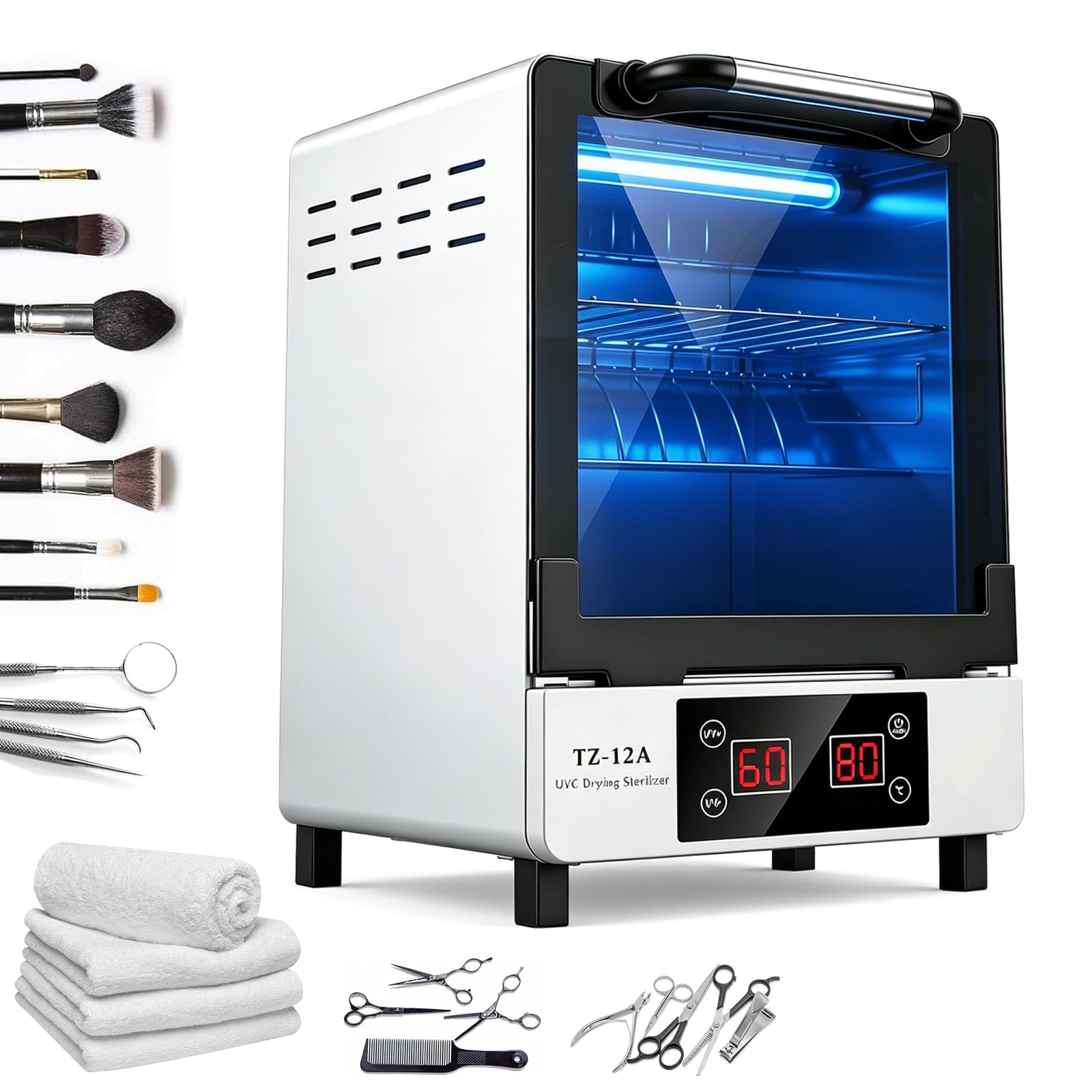 Esterilizador UV de Alta Temperatura, 12L Esterilizador de Aire Caliente con Control de Temperatura y Temporizador, Desinfección y Secado 2 en 1, para Salones Dentales y de Uñas, Peluquerías