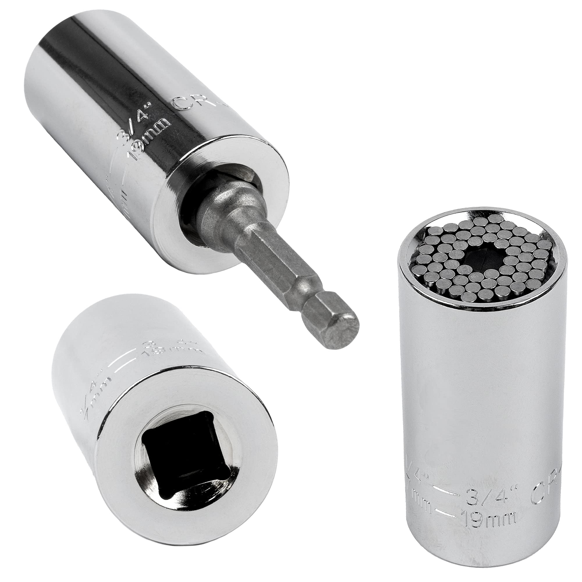 JazooliUniversal Grip Socket Wrench Hand Ratchet Spanner Drill Adapter Magic Metal Strong Gadget DIY Handyman Multipurpose Tool Fits Bolt Head Sizes 7mm - 19mm