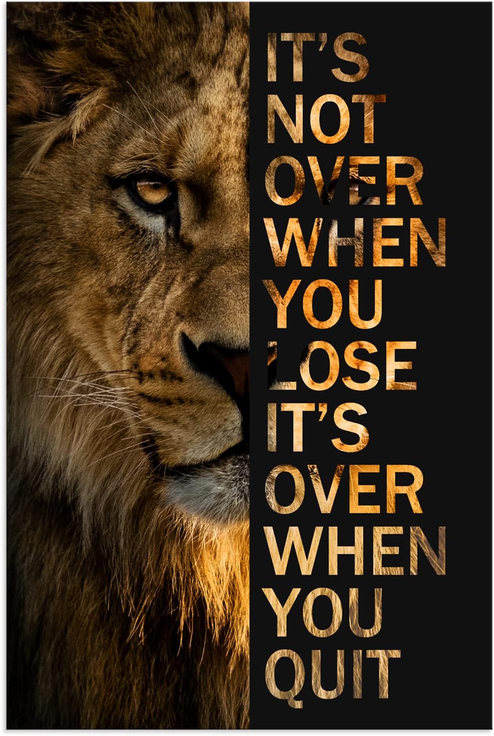 Motivational Canvas Wall Art Inspirational Entrepreneur Positive Quotes Office Lion Poster Success Canvas Picture Print Artwork Home Living Room Office Gym Wall Decor Ready to Hang[24''W x 36''H]