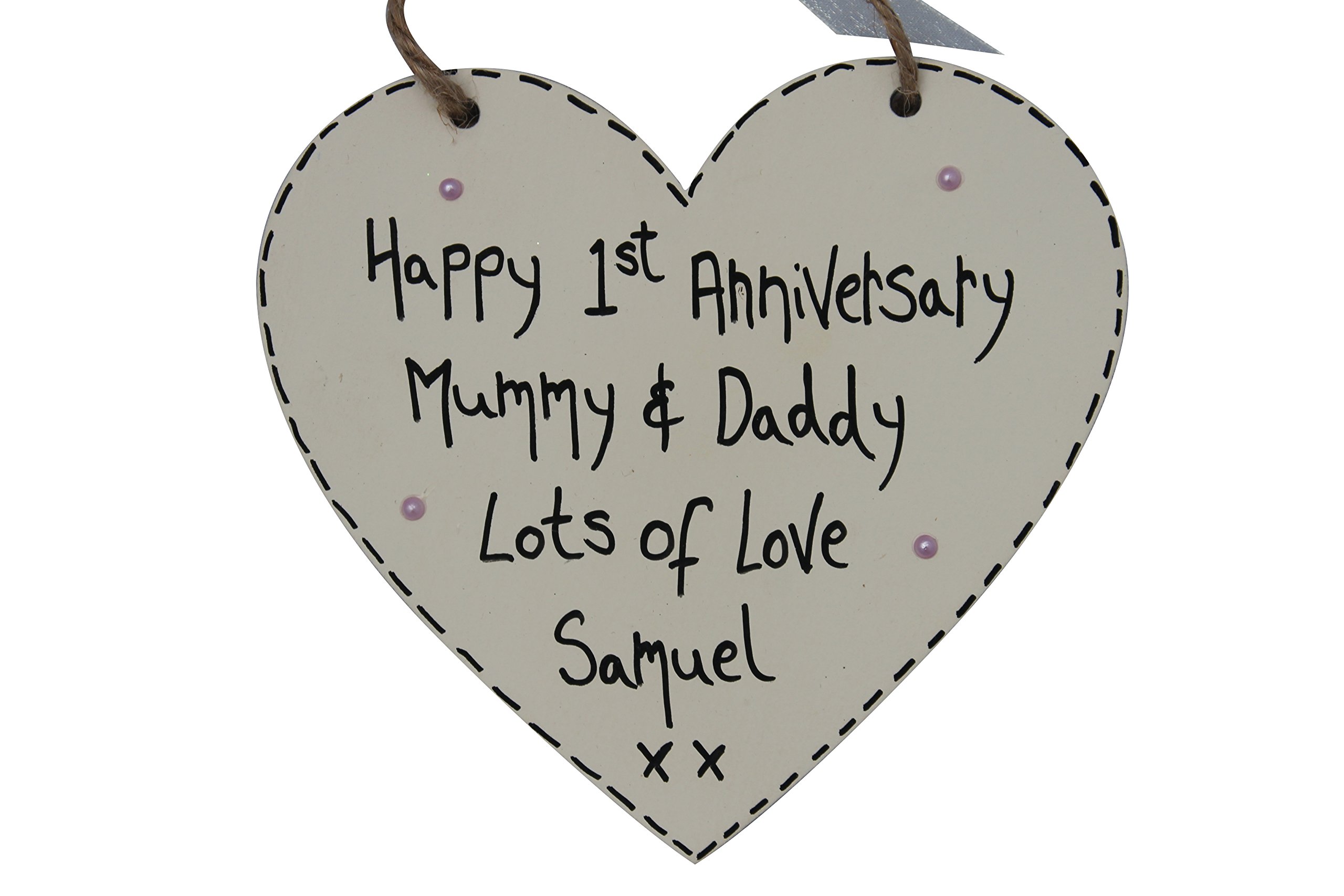 Happy 1ST Wedding Anniversary Personalised Heart Mummy and Daddy - 1ST 30TH 50TH