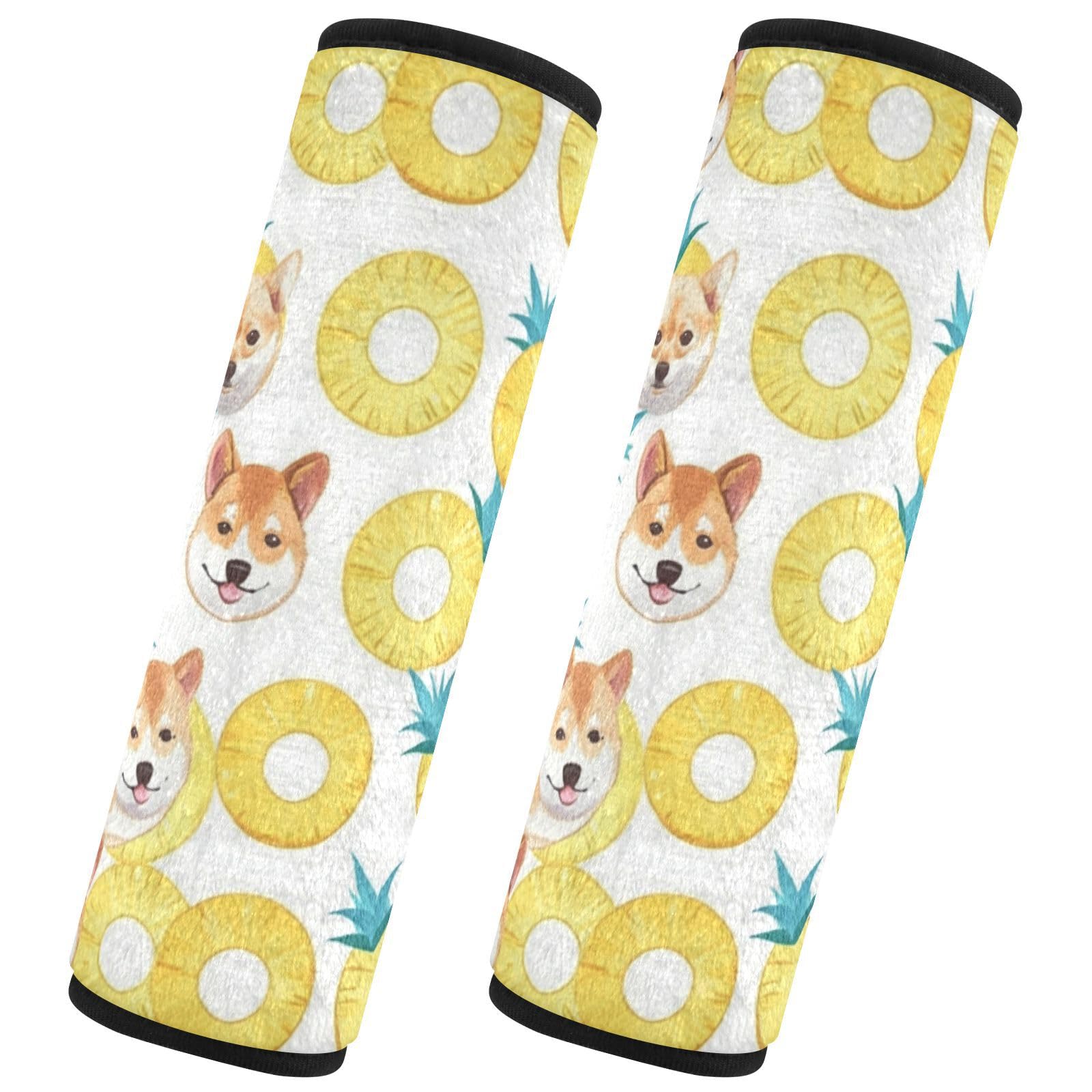 Seat Belt Covers 2 Pack Cute Cartoon Dog Car Seat Strap Covers Super Soft Pineapple Slices Car Seat Neck Cover for Boys Girls Adults Babies S