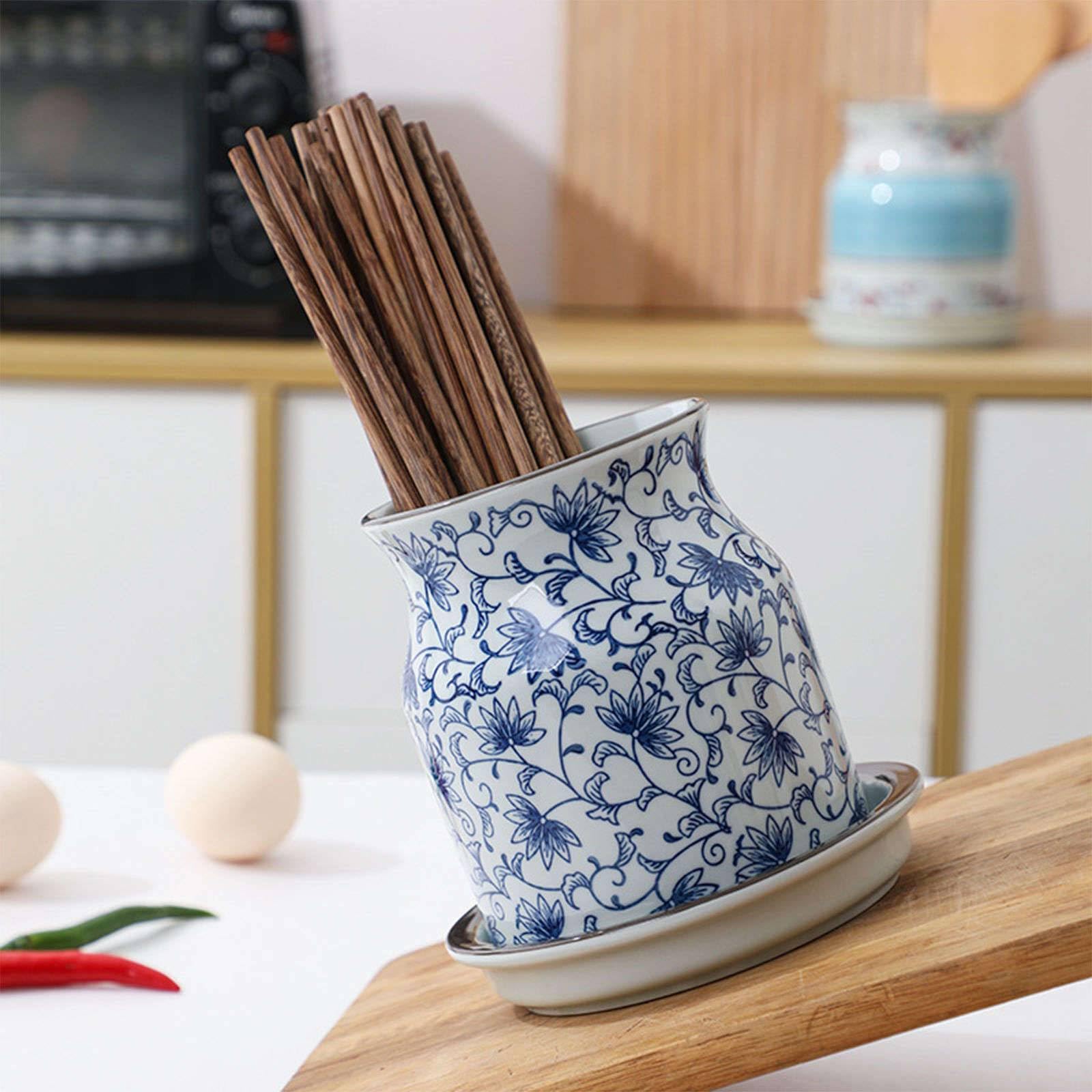 Escurridor para cocina, color azul y blanco, 14 x 14 x 14 cm