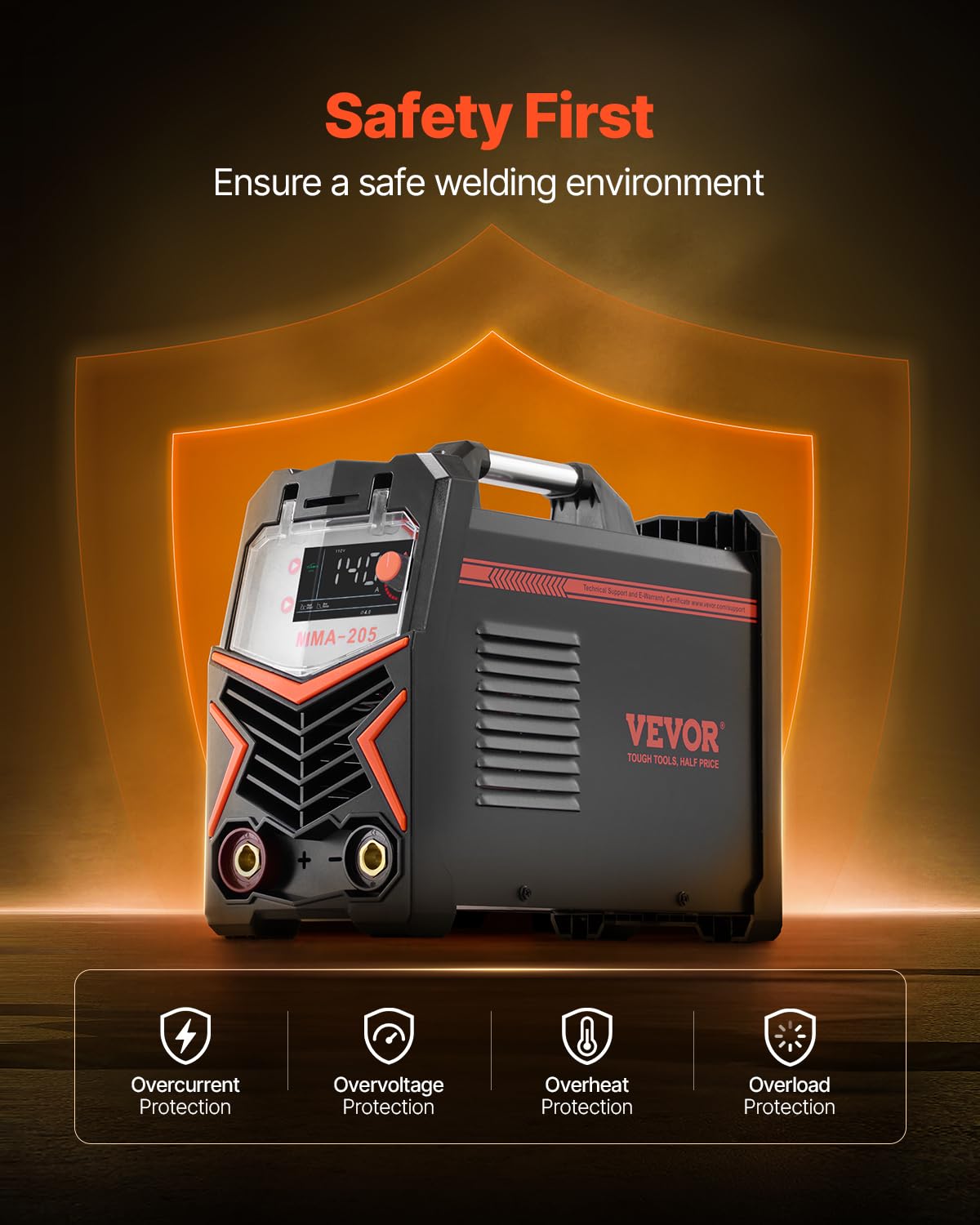 VEVOR Spawarka TIG 205 A z dużym wyświetlaczem LED TIG/MMA (Stick), spawarka elektryczna z podwójnym napięciem 110 i 220 V, z falownikiem IGBT, rozrusznikiem na gorąco, siła łuku