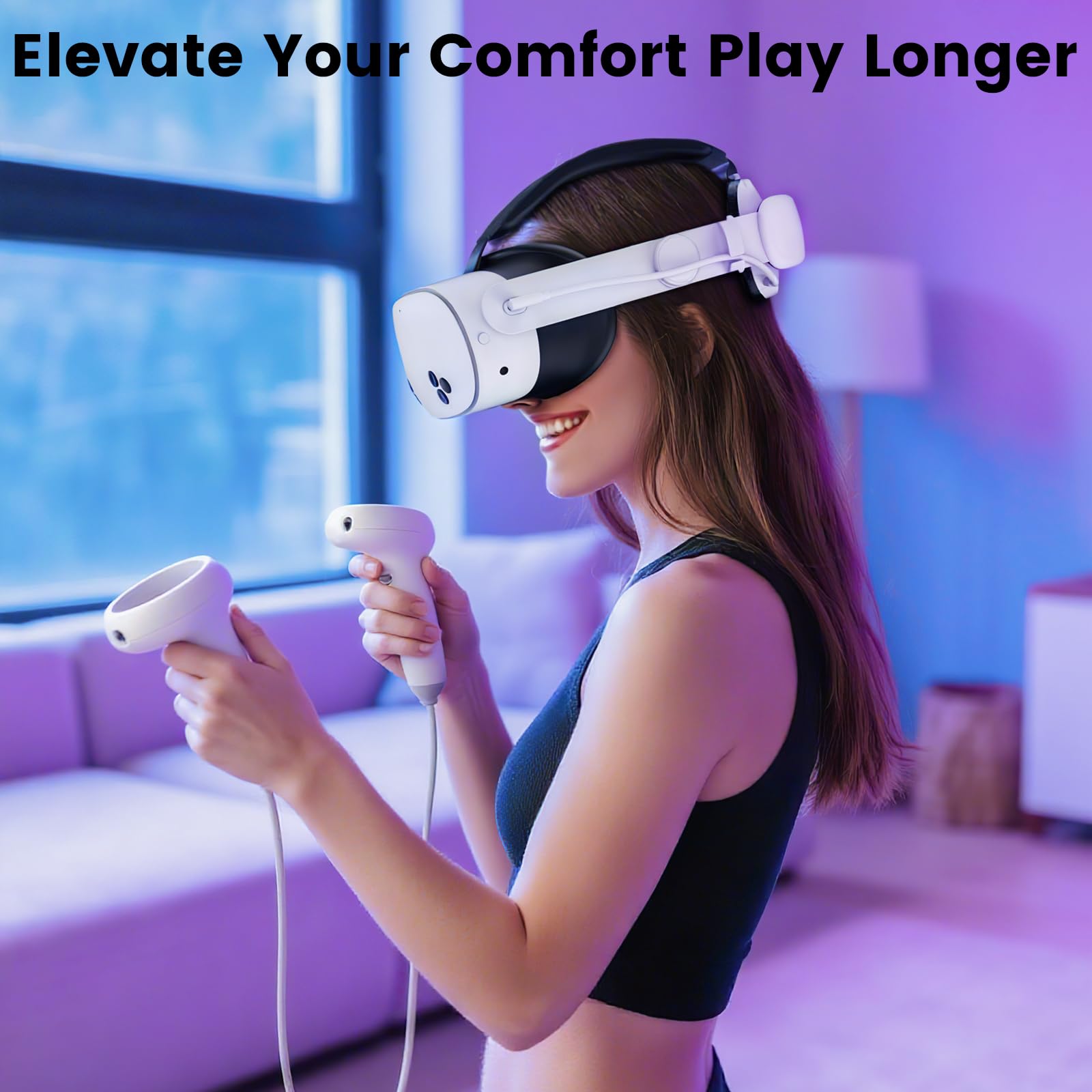 Head Strap with Battery for Meta Quest 3S/3, Rechargeable Battery Pack Headstrap for Oculus 3/3s, Nexatrix Detachable Elite Strap for VR Headset (6,000mAh Battery)