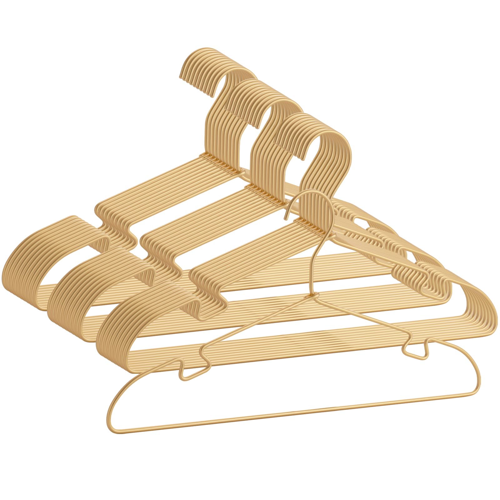 30 Pack Gold Aluminum Hangers, 16.5 Inch Non-Slip Metal Clothes Hangers, Lightweight Sturdy and Bulk Space-Saving Hangers for Pants, Skirt, Shirt, Dress, Tie