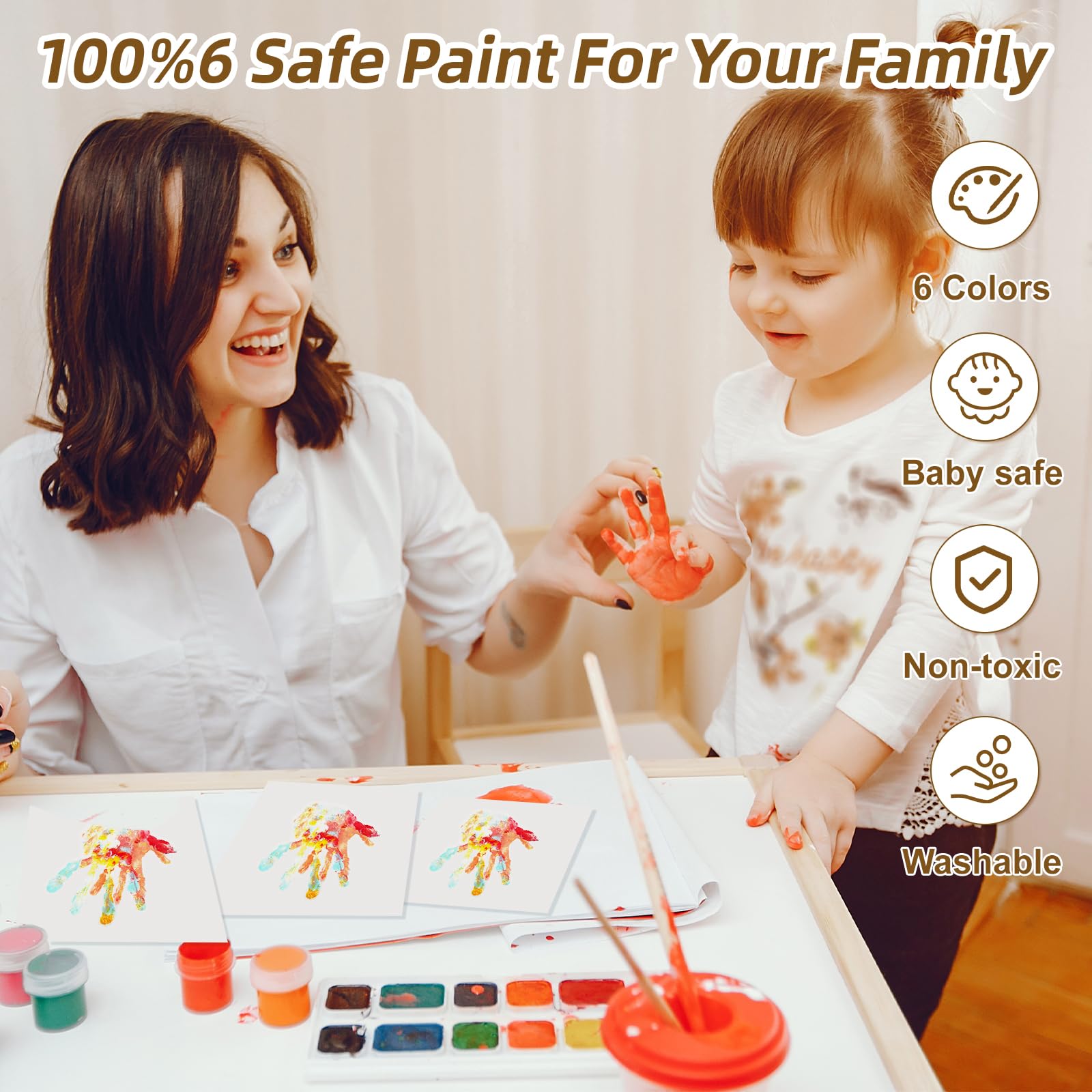 ADAJOEL Family Handprint Kit, Baby Hand and Footprint Kit, Fathers Day Gift, Eco-Friendly Paint, Transparent Boards 4 PCS (White)