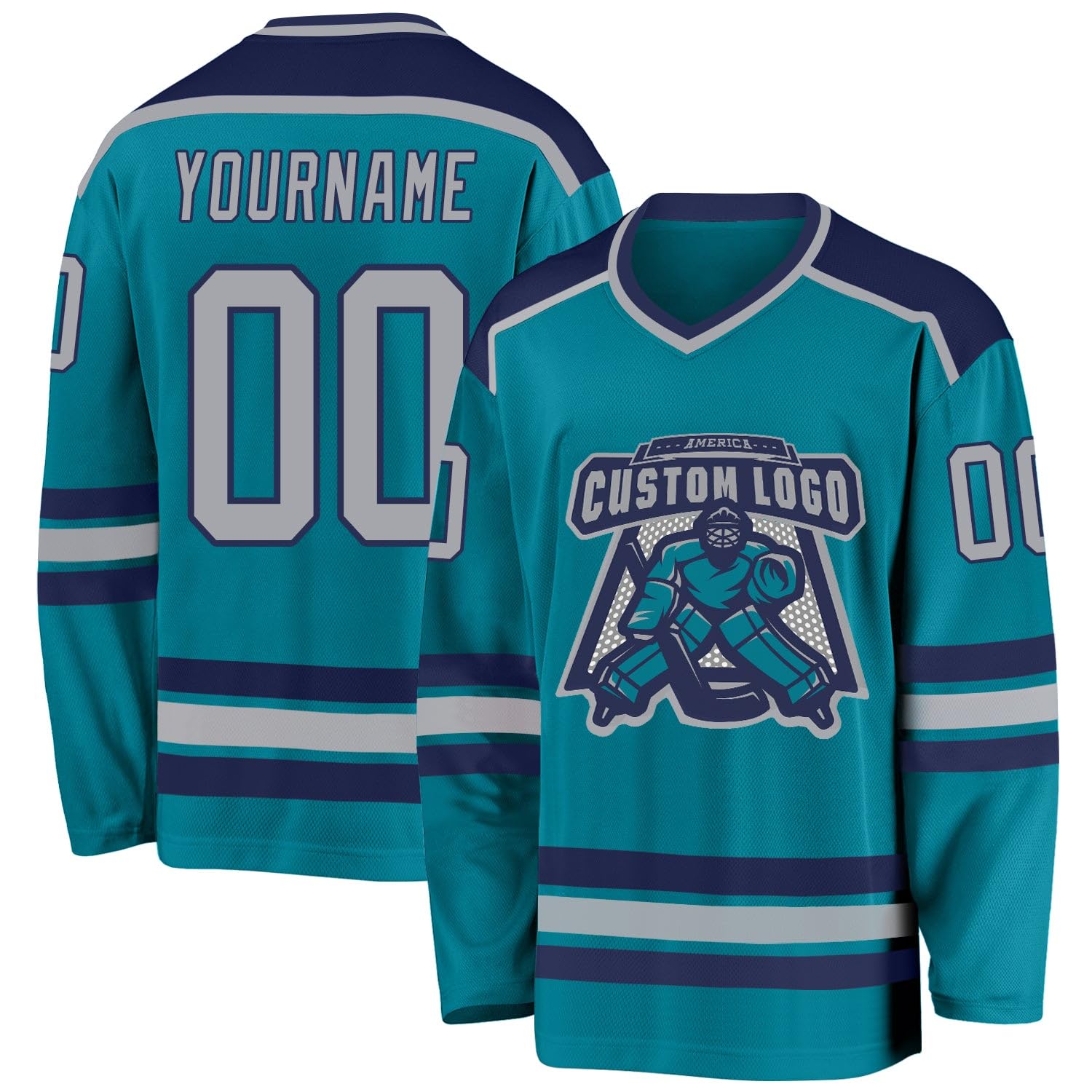 Custom Name Number White Red-Gold Hockey Jersey, Personalized Team V-Neck Sports Hockey Jersey for Men Women Youth