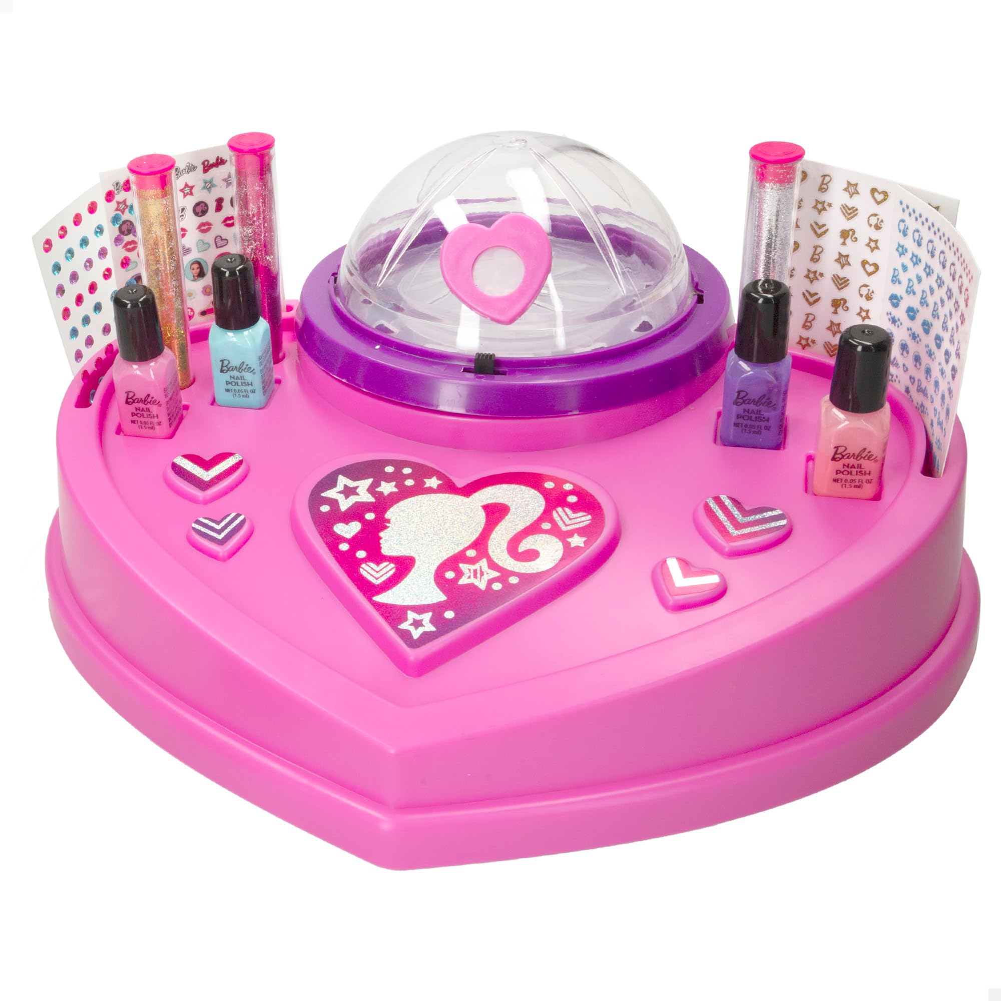 Colorbaby Barbie - Juego manicura niñas con Pegatinas, brillantitos, uñas postizas, Purpurina, esmaltes y Utensilios, con cúpula de Purpurina, Set pintauñas, para niña de 8 años, 48427