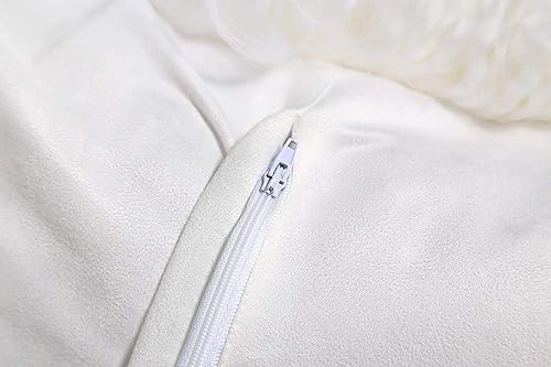 Miniatura 2 de Seek4comfortable 2 fundas de almohada de piel de cordero tibetano mongol, funda de cojín blanca, 12 x 20 pulgadas