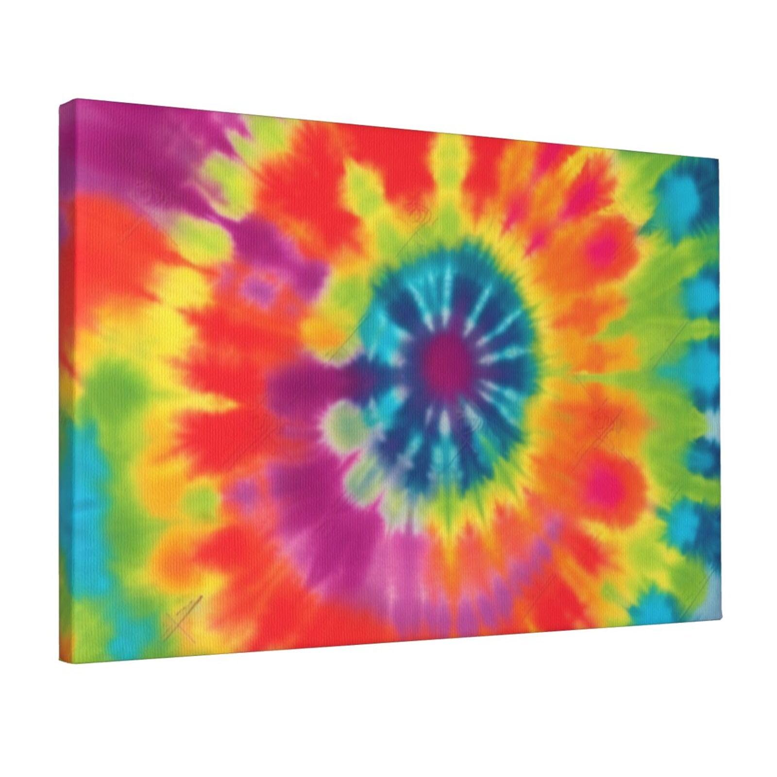YKLJG tie dye rainbow Printed Wall Art Canvas Prints 45x30 CM Wooden Framed Picture Painting Artwork for Bedroom Kitchen Home Office Decor