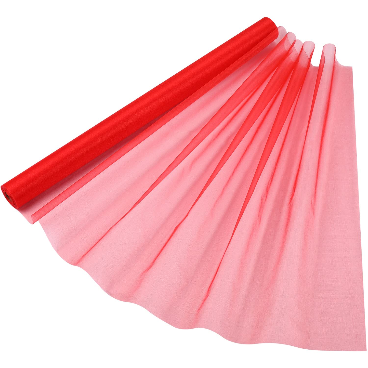 70cm x 15m Roll of Organza Sheer Fabric - Elegant Decorative Cloth for Wedding Chair Bows, Table Runners, Party Favours - Crafting Supplies for Ribbons, Dress Accents,and Bags, Red