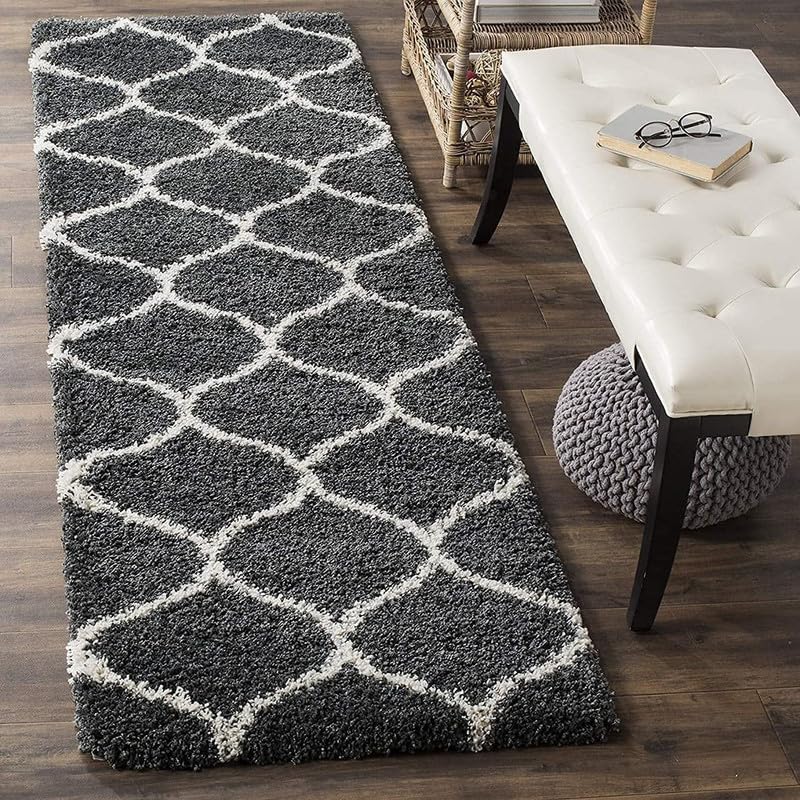 Image of A R Creations Rectangular Cotton Rug 1.5 Inch High Pile Soft Floor Mat Modern Handwoven Carpet for Living Room Bedroom & Home Decoration Size 1.5X4 Feet Grey mandir