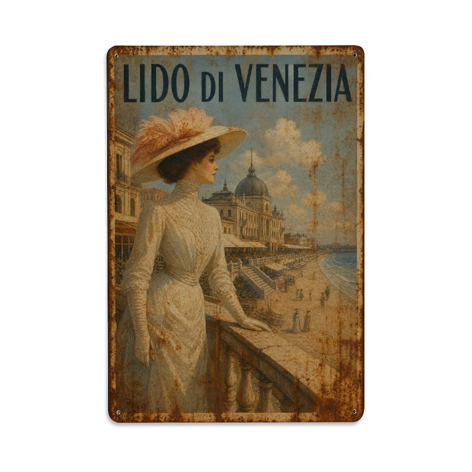 Huiyhb 8X12inch(20X30cm) Vintage Travel Lido Venezia Belle Epoque Resort Italy Metal Tin Sign