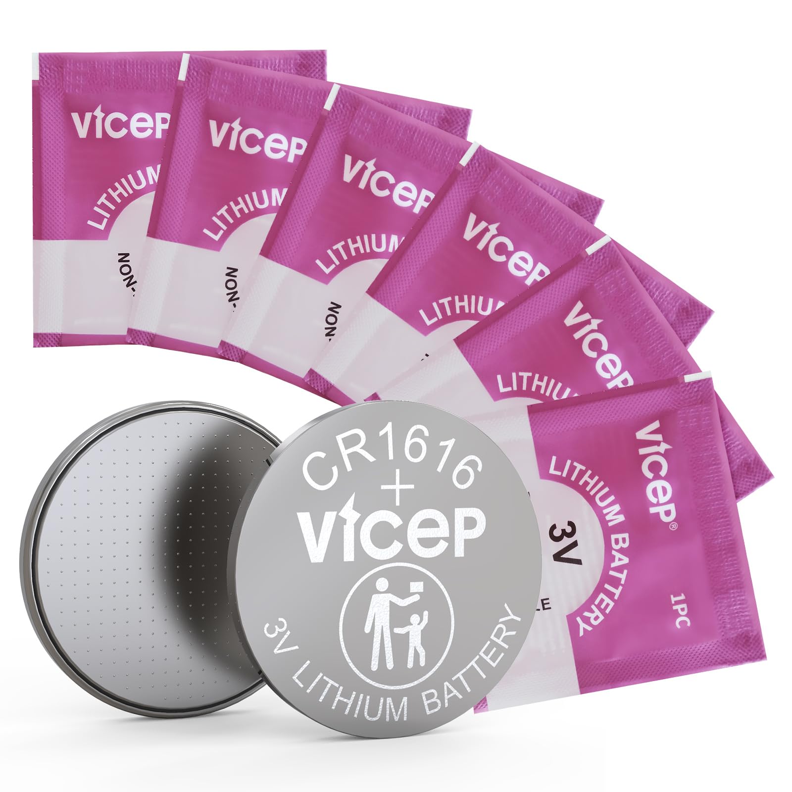 ViCep 6個 CR1616 ボタン電池 CR 1616 3V リチウム 電池 車のキーフォブ、時計、リモコン、電卓などに対応 個別包装