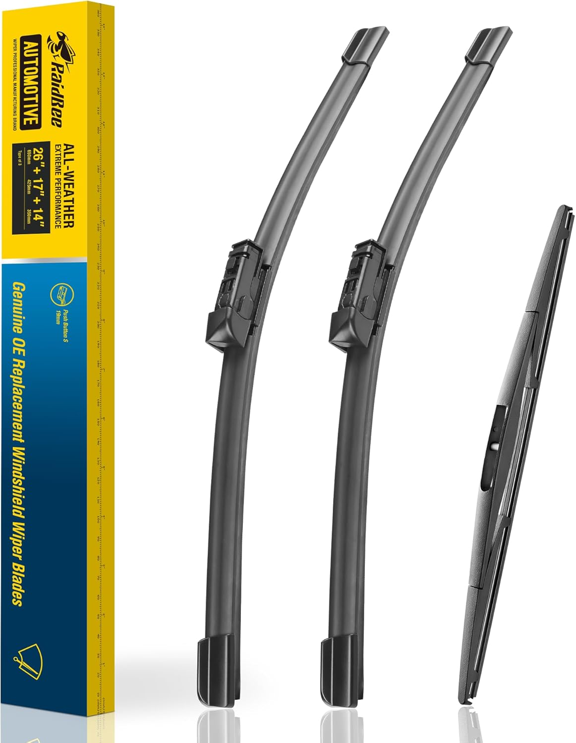 Raidbee® 3 Wipers 26"/17"/14" Replacement For Subaru Forester 2021 2020 2019 (Set of 3), 26 Inch+17 Inch Windshield Wiper Blades with 14 Inch Rear Wiper Blade-Original Factory Quality 26 17+14B
