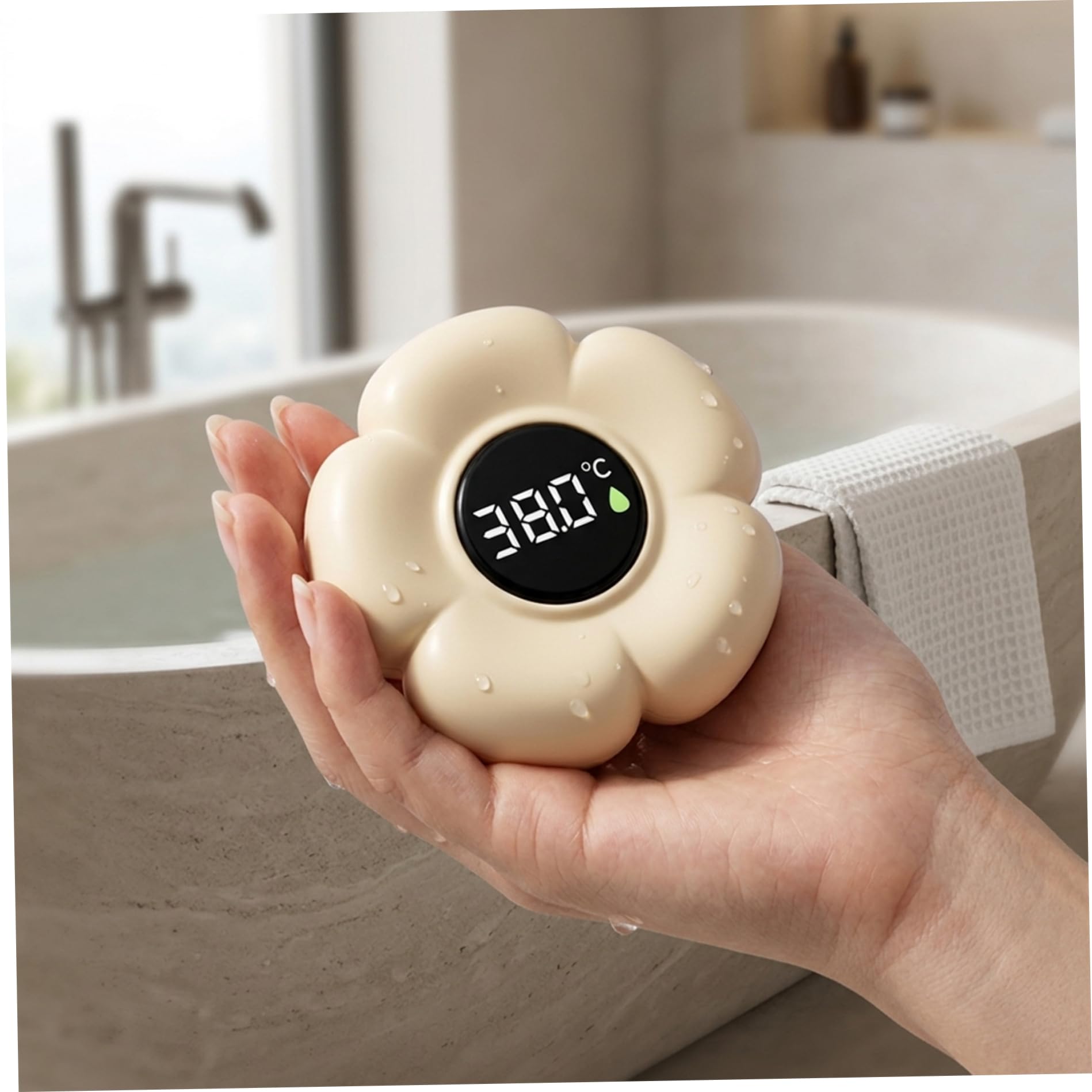 Baby Bath Thermometer, Color Alert Bathtub Thermometer Baby Floating Flower Bath Thermometers for Safety Infant & Toddler Time, Yellow, Bathtub