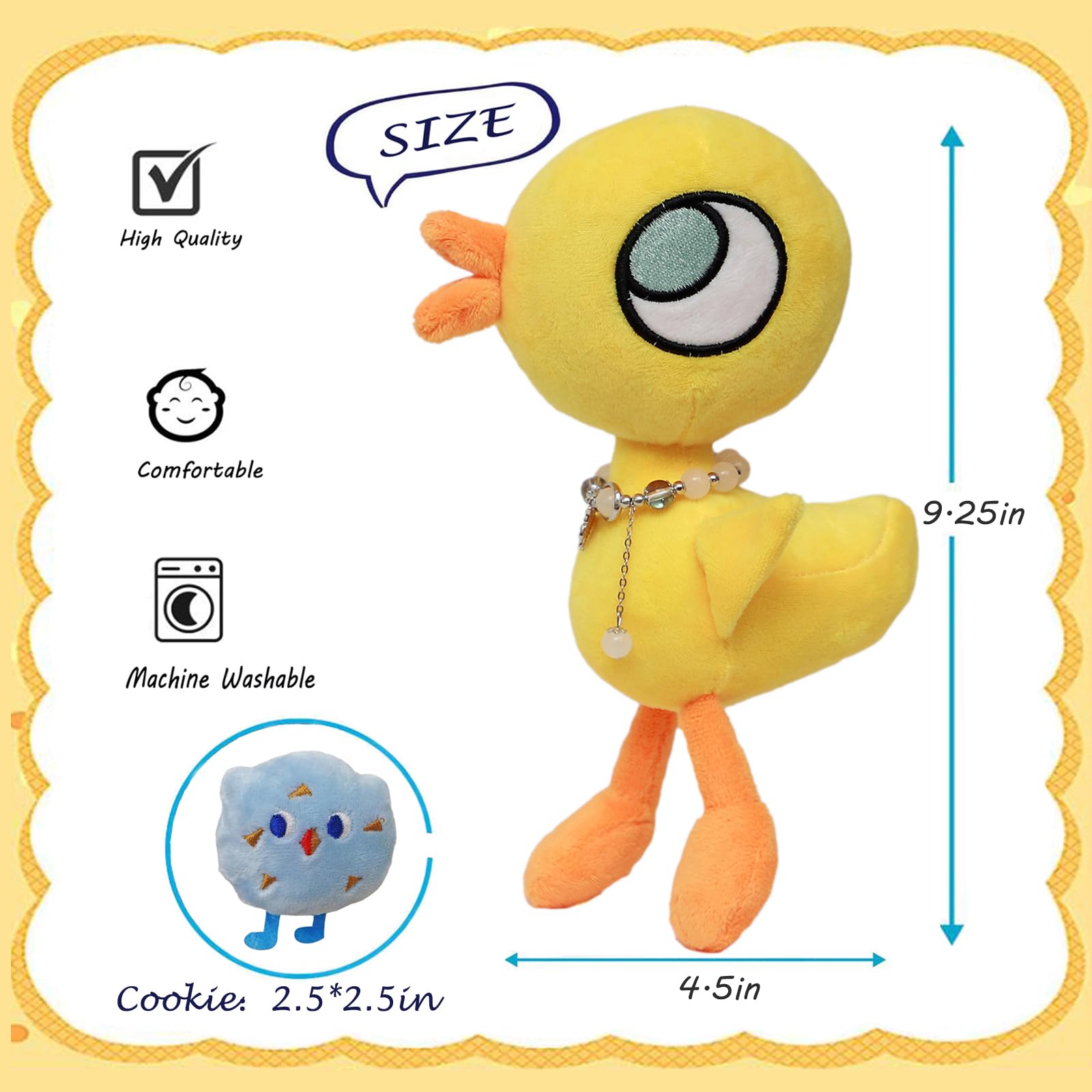 Little Ducking Stuffed Animal Gets Cookie for Mo Willems Pigeon Books Series Duck Plush, Yellow Cute Duck Pillow Toy Book Characters Plush for Classroom, 9.25in - Image 2