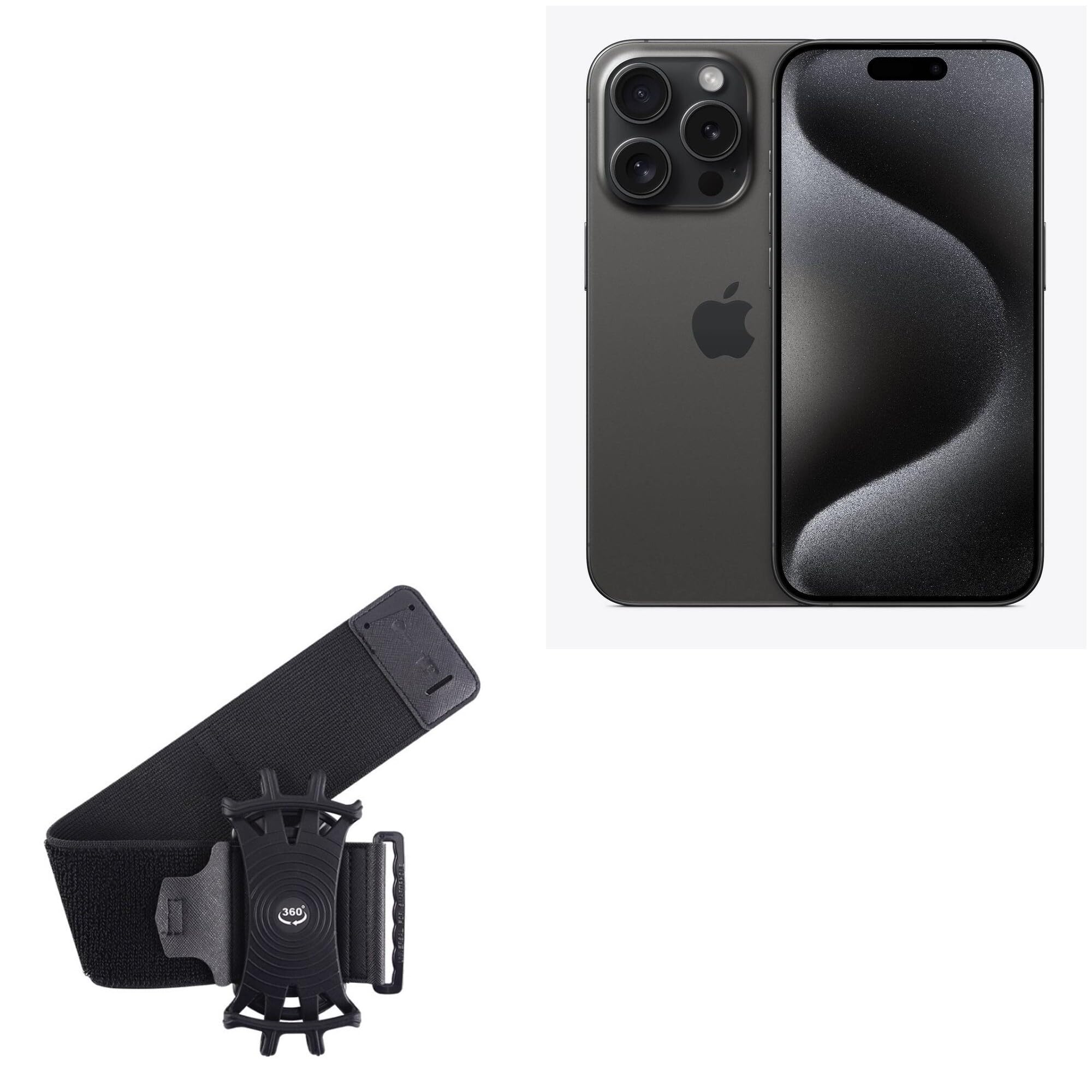 BoxWave Holster Compatible with Apple iPhone 15 Pro - ActiveStretch Sport Armband, Adjustable Armband for Workout and Running - Jet Black