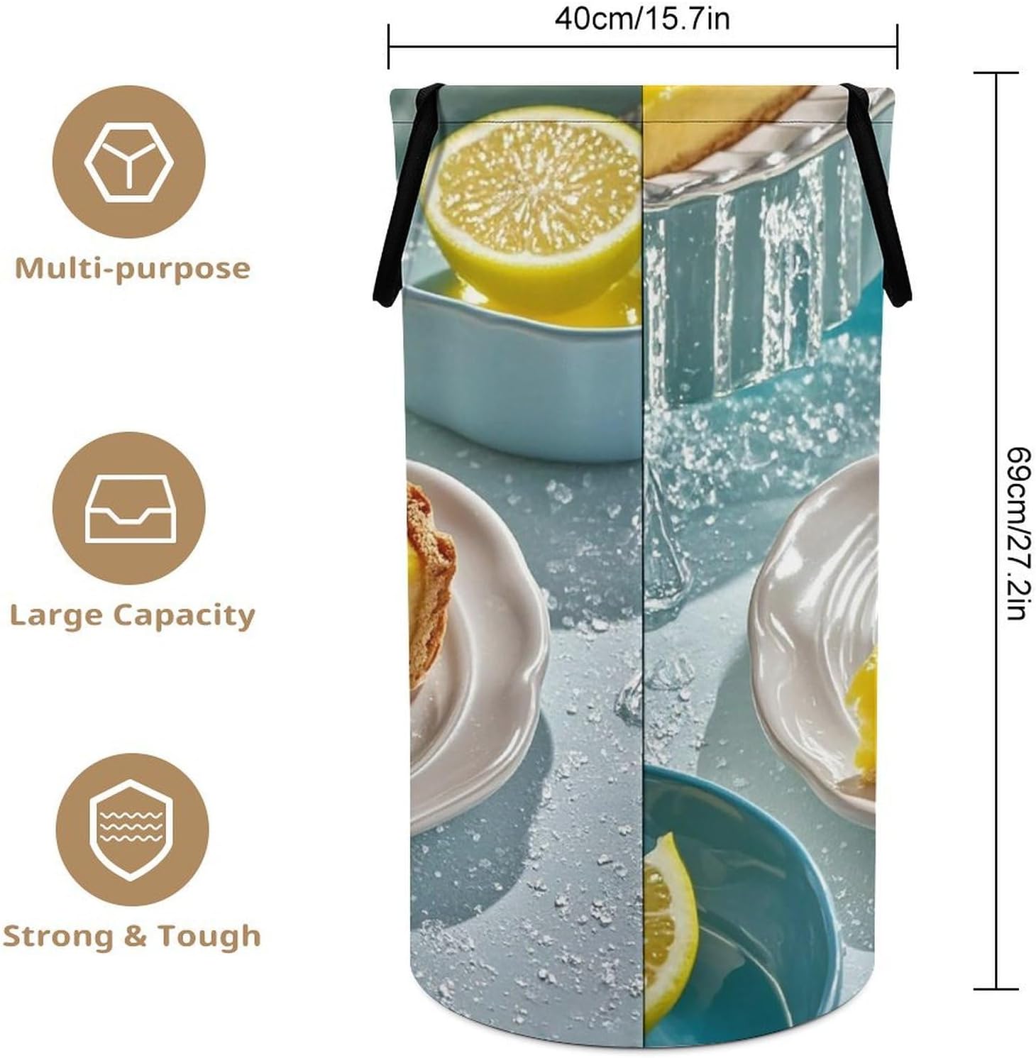 Gourmet Food Laundry Hamper Large Collapsible Laundry Basket with Handles Waterproof Clothes Hamper Portable Dirty Clothes Basket for Bedroom Laundry Room Closet Bathroom