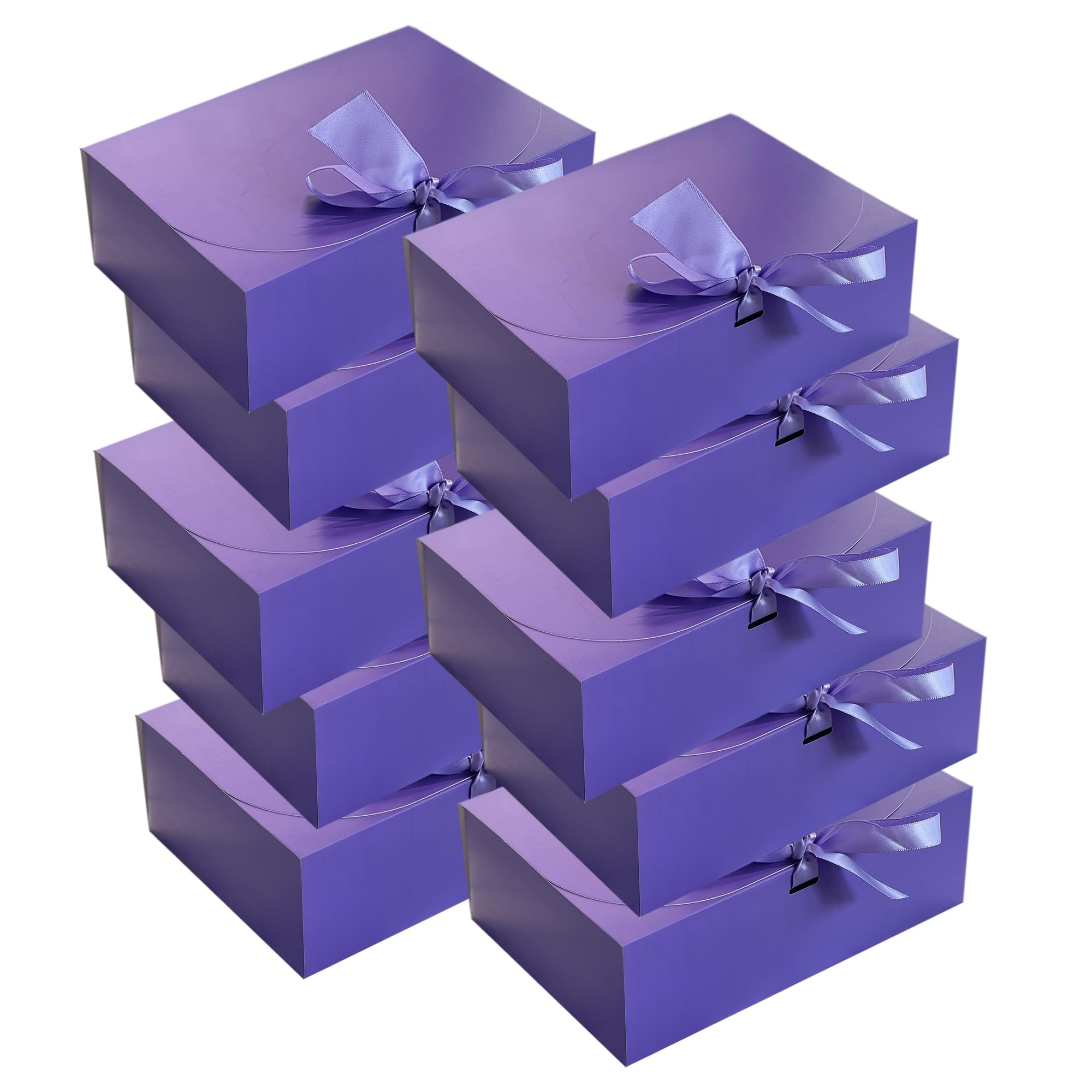Photo 1 of LADY&HOME 10 Pcs Gift Boxes with Lids,10x8x4 inch Bridesmaid Proposal Box with Ribbon,Paper Boxes for Wedding,Gift Packing,Birthday,Party,Christmas (Lavender)