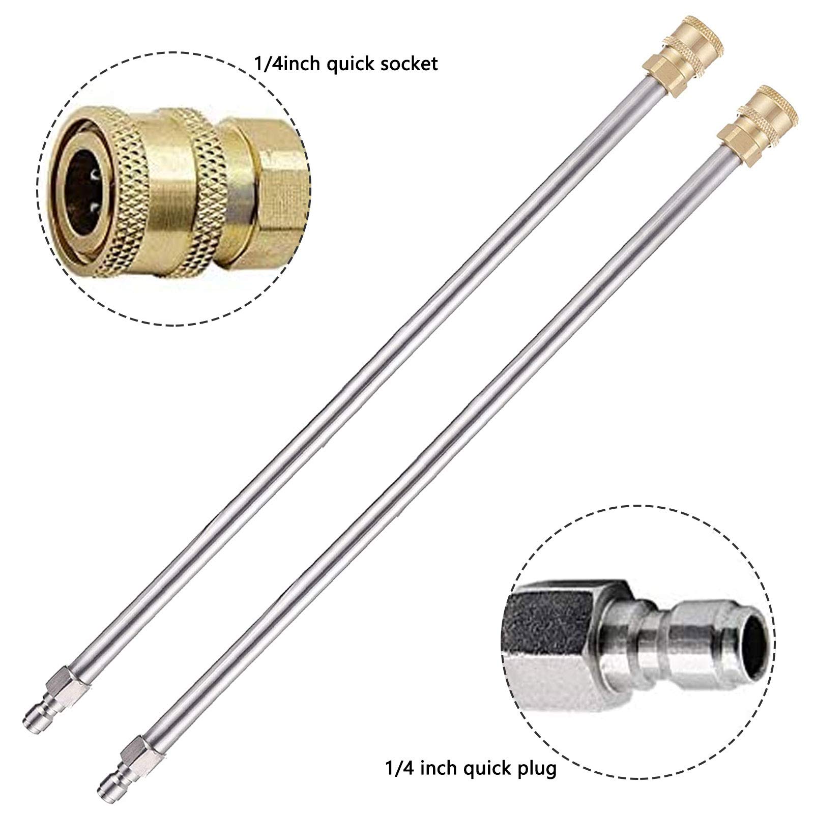 Set di 2 prolunghe pulitore ad alta pressione, 13", 4000 psi, strumenti di pulizia lancia di ricambio per nttoyeur ad alta pressione, pistola per pulizia con connessione rapida 1/4
