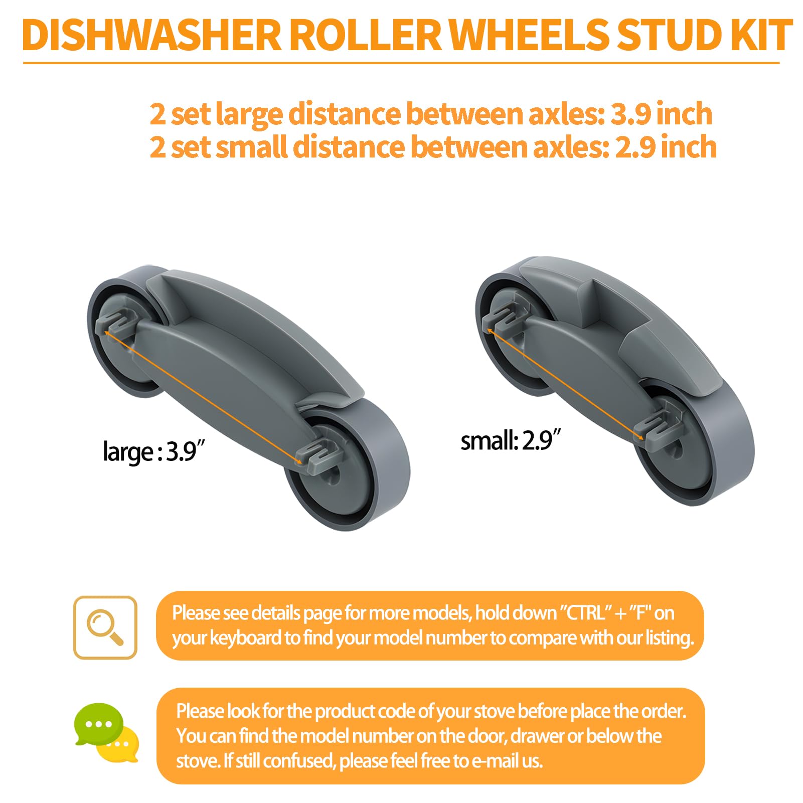 Atgestore WD12X10136 Geschirrspülerrollen, Ersatz für GE Untergestellrollen, Achsen-Set, 8 Rollen und 8 Bolzen, WD12X10136, WD12X10277, GE-Profil, Geschirrspüler-Teile, untere Demontage-Räder-Set