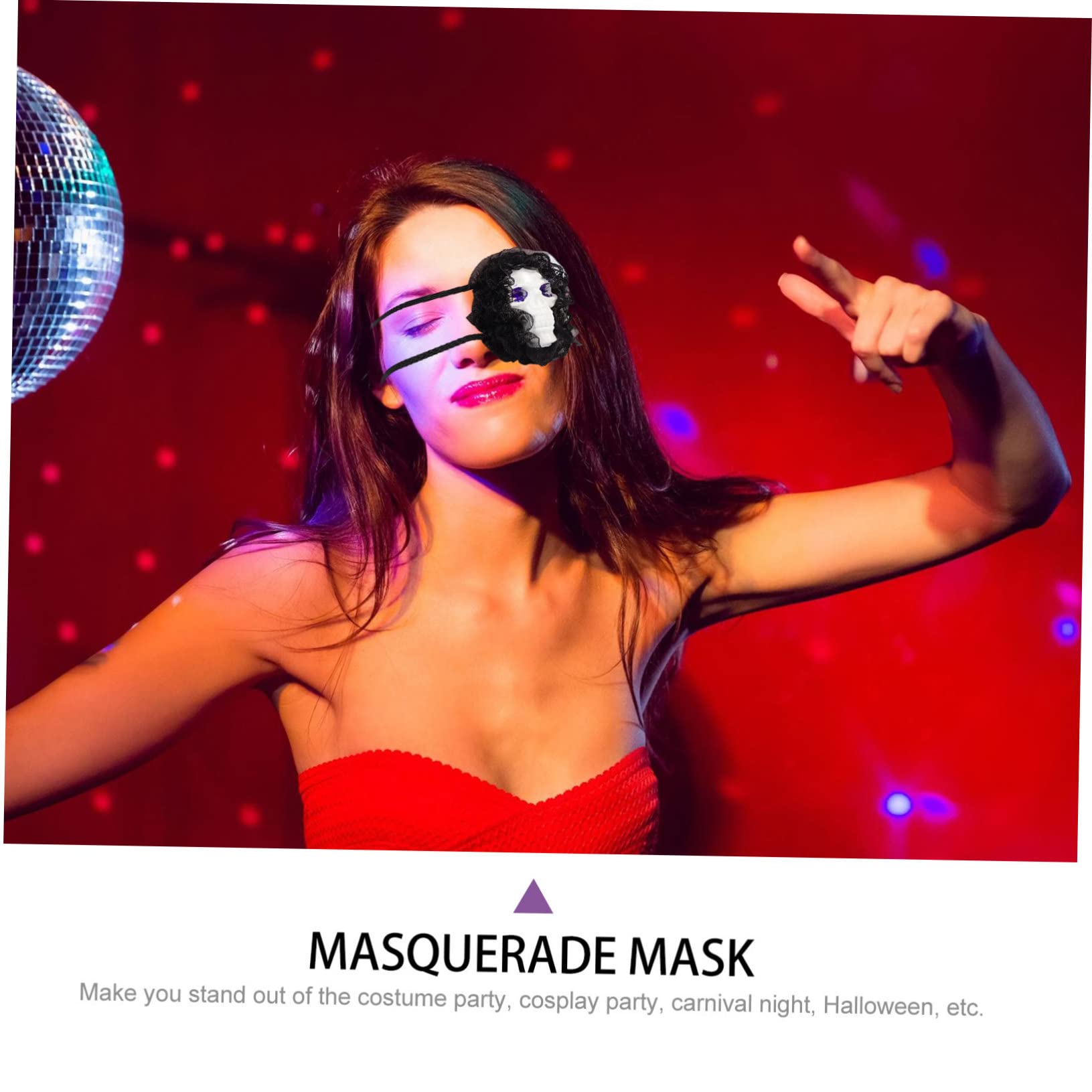 LIFKOME Eye Patch Skull Design Cosplay Eye Cover Lace Detail Perfect for Halloween Carnival Dress-up Photo Booth