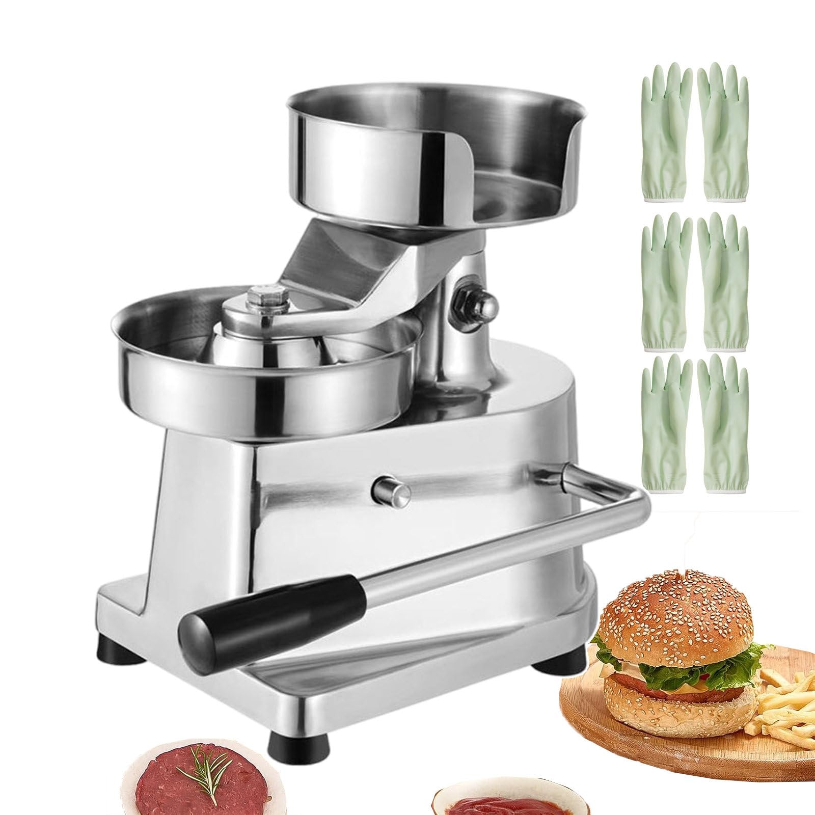 DFEDHF Manual Cookie Presses for Meat Patties | Commercial Hamburger Patty Maker 10/13/15cm | Meat Tenderisers & Burger Forming Machine with Patty Papers | Stainless Steel | Easy to Clean, 15cm