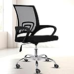NORMAN JR, Ergonomic Desk Chair Mesh Computer Chair with Lumbar Support Armrest Executive Rolling Swivel Adjustable Mid Back Chair – Black Milange & Black Handle
