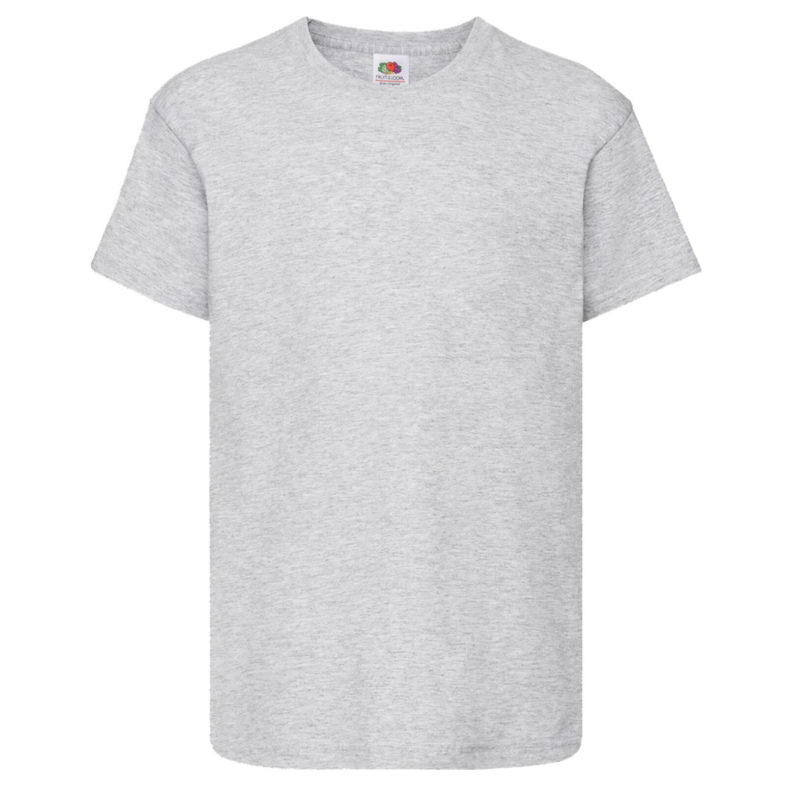 Fruit Of The Loom Unisex Grey Original Short Sleeve T-Shirt In | Size: 12-13 Years
