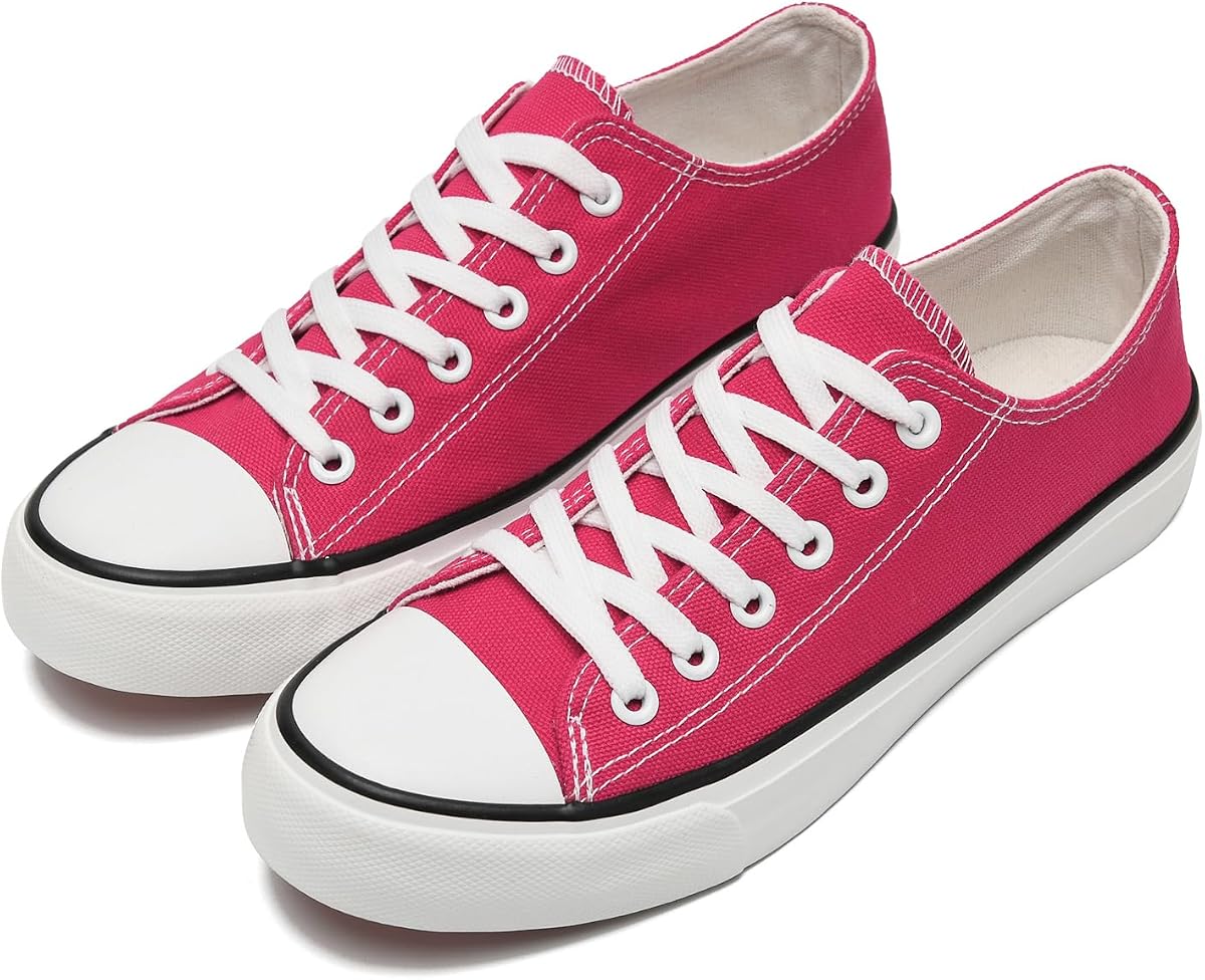 Zapatos de lona para mujeres y hombres, zapatillas de lona bajas de moda con cordones cómodos zapatos de tenis casuales clásicos para caminar