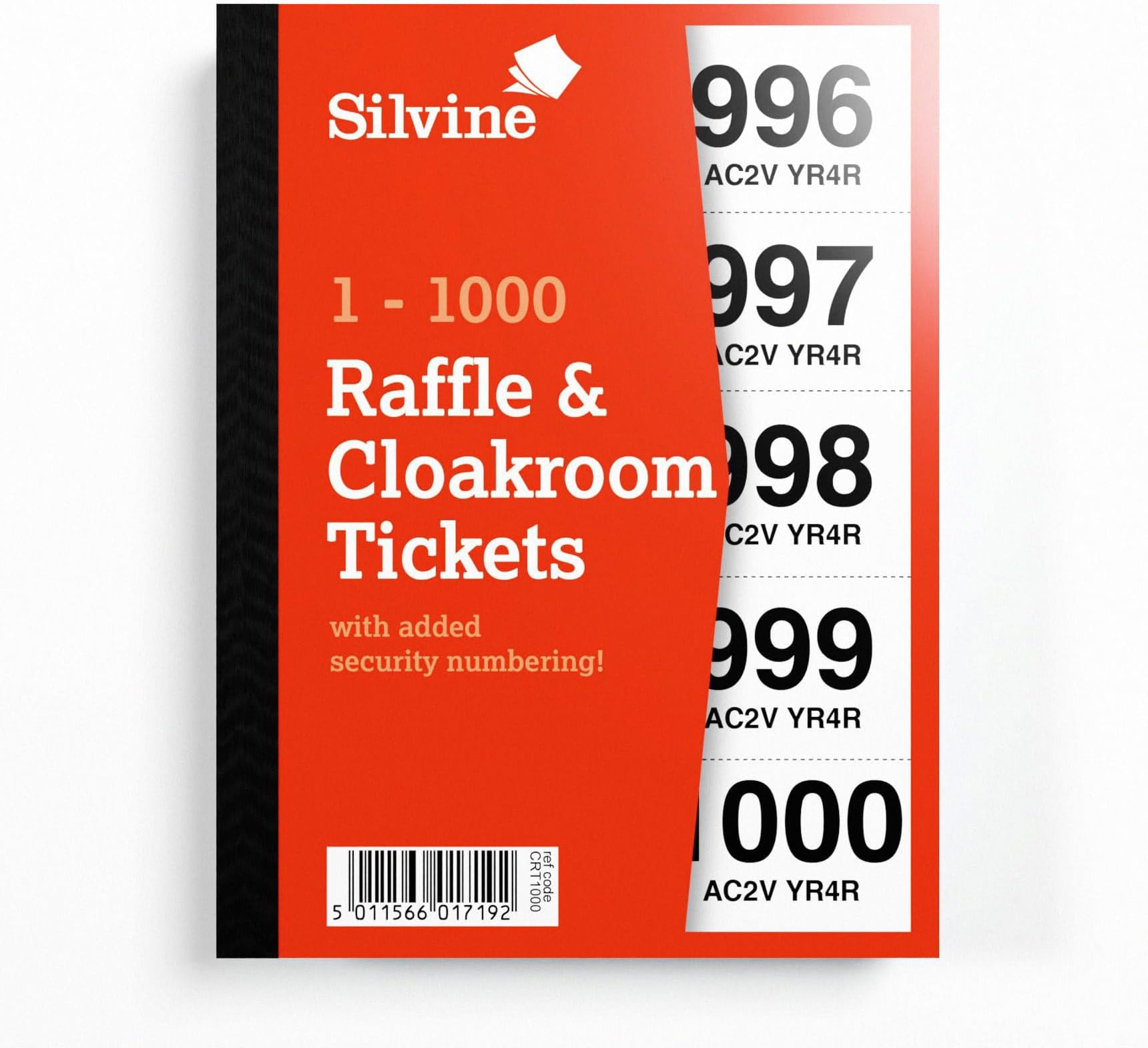 Silvine Cloakroom/Raffle Tickets, Numbered 1-1000 with Security Numbering. Ref CRT1000, Single
