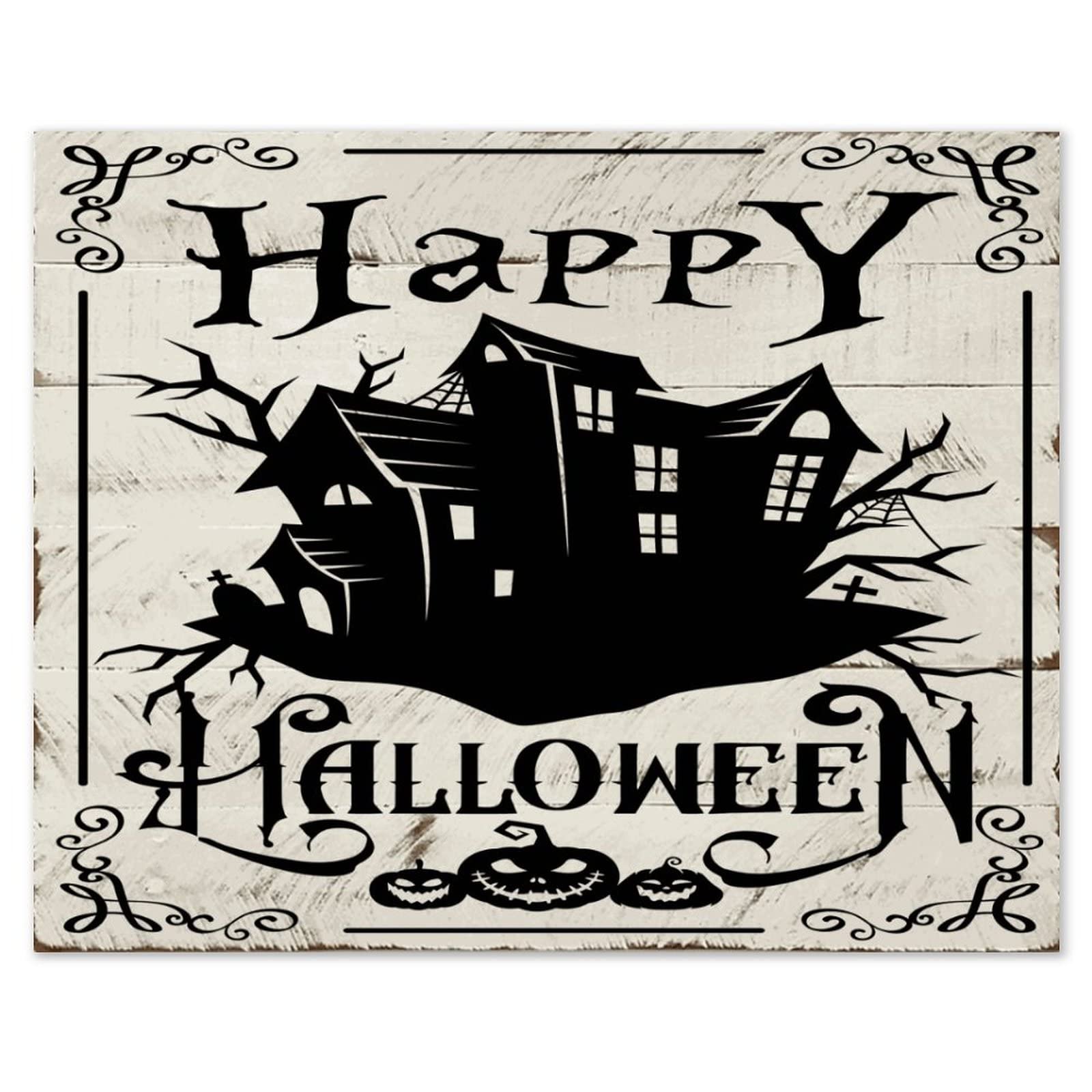 Panneau bois Happy Halloween souvenir d'automne et tradition pour la maison